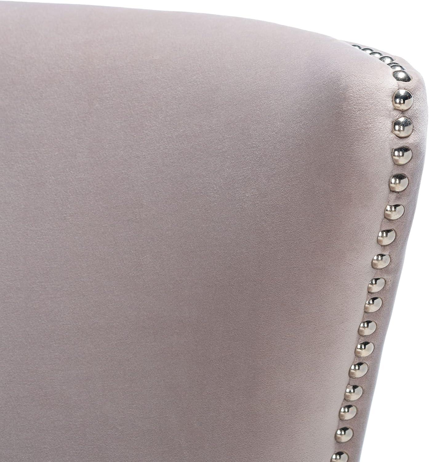 Pale Taupe Velvet Wingback Chair with Acrylic Legs