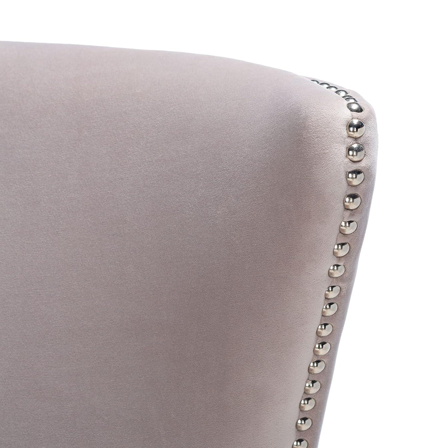 Pale Taupe Velvet Wingback Chair with Acrylic Legs