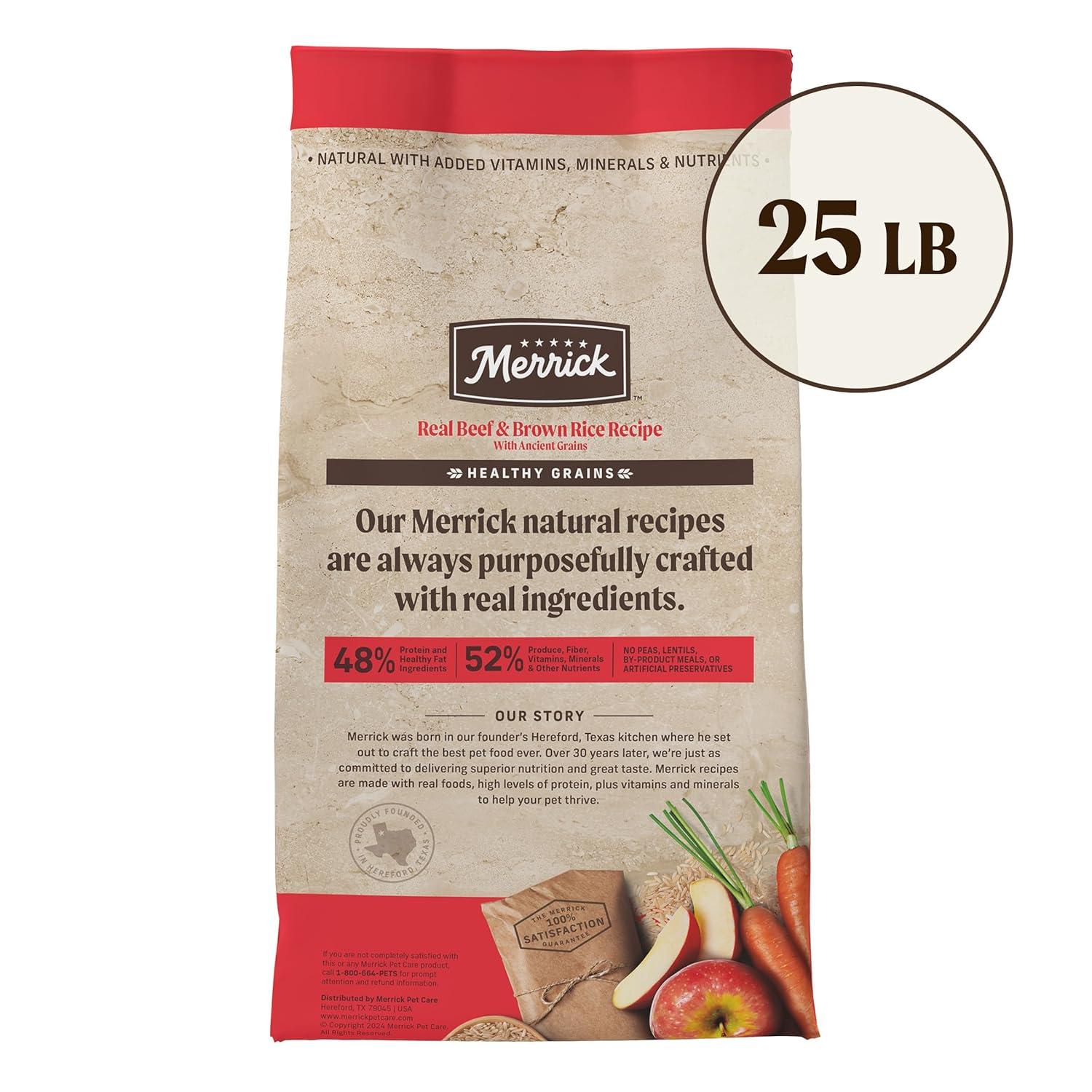 Merrick Healthy Grains Premium Adult Dry Dog Food, Wholesome And Natural Kibble With Beef And Brown Rice - 25.0 lb. Bag