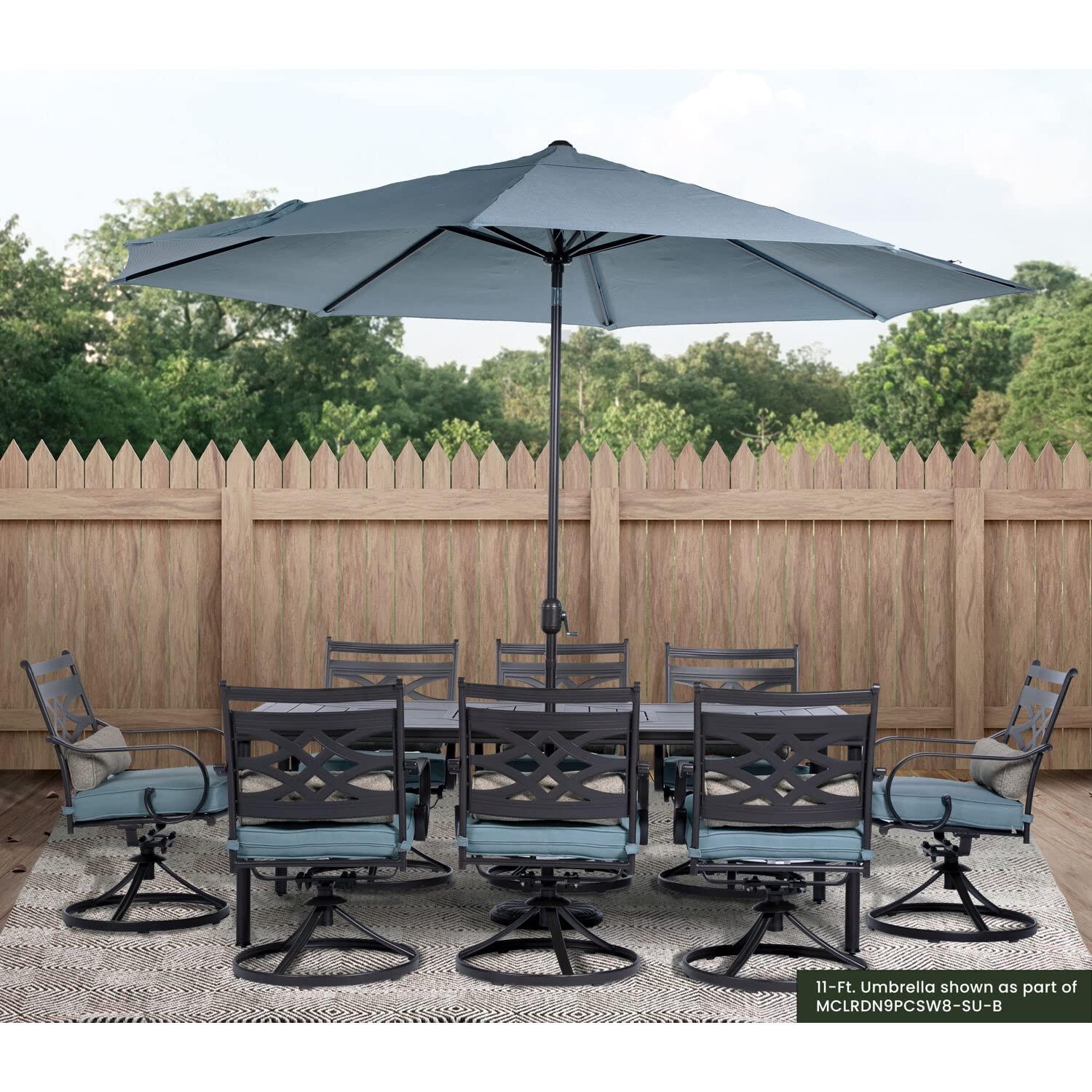 Hanover Montclair 11-Ft. Market Outdoor Umbrella in Ocean Blue