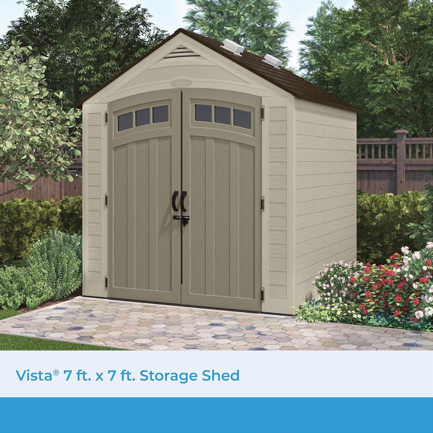 Beige 7x7 ft Resin Storage Shed with Windows