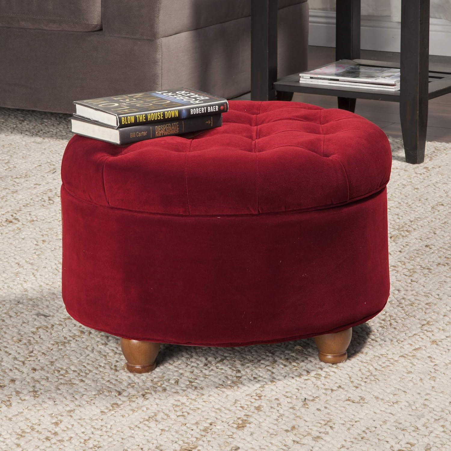 Large Round Button Tufted Storage Ottoman - HomePop