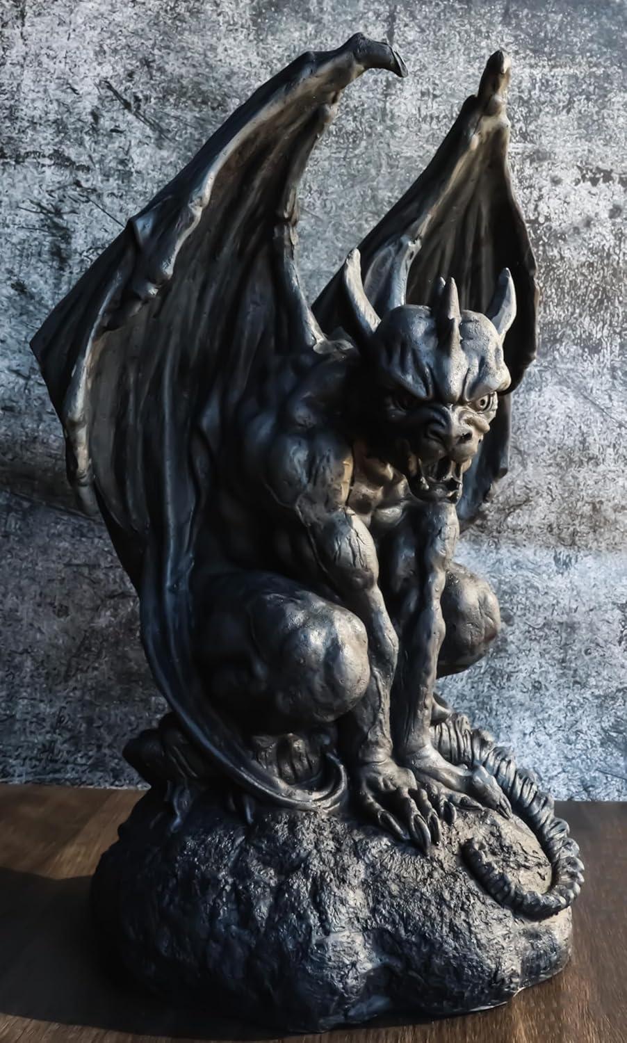 Gray Resin Gothic Guardian Gargoyle Statue 6" High
