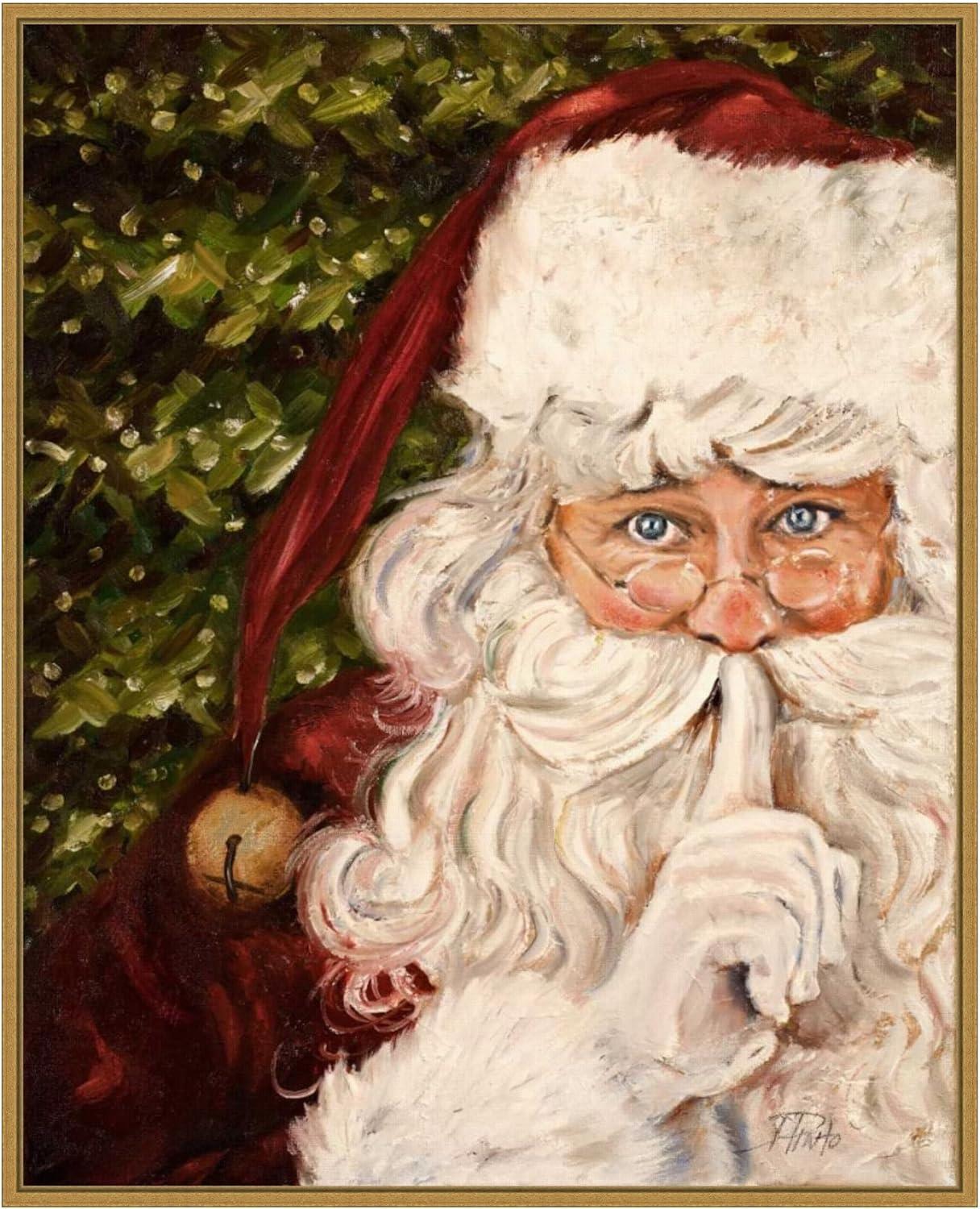 Classic Christmas Santa Impressionist Canvas Print