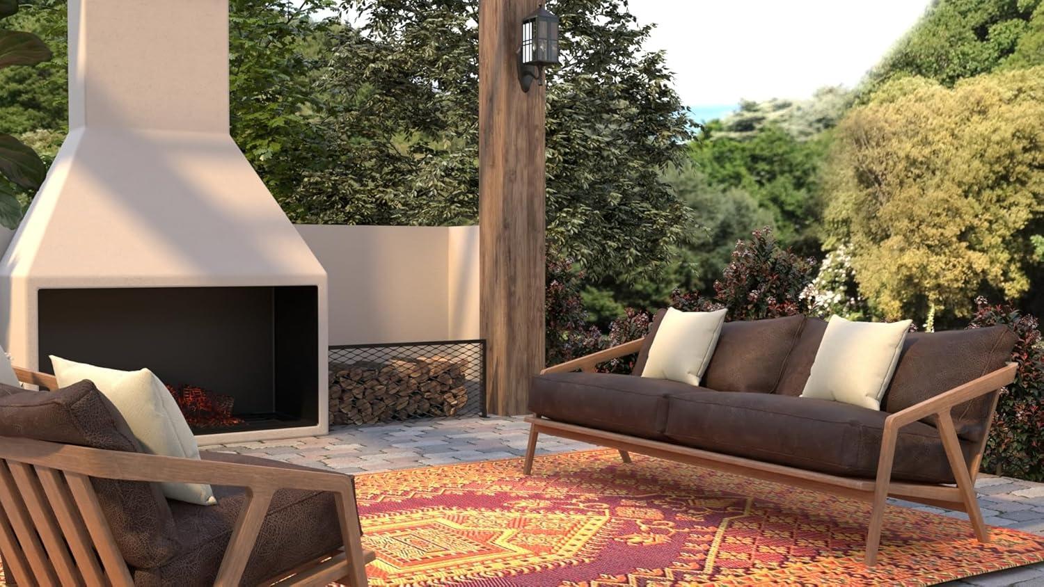 Mad Mats Oriental Turkish Polypropylene Rug Reversible Rust Outdoor, UV Resistant, 100% Recycled Material