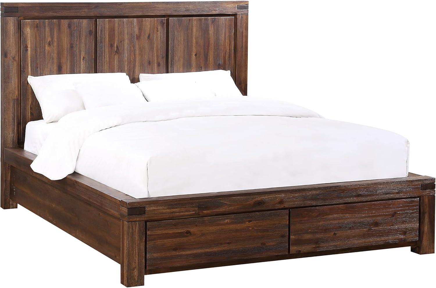 Modus Furniture Solid Wood Footboard-Storage Bed, California King, Meadow - Brick Brown