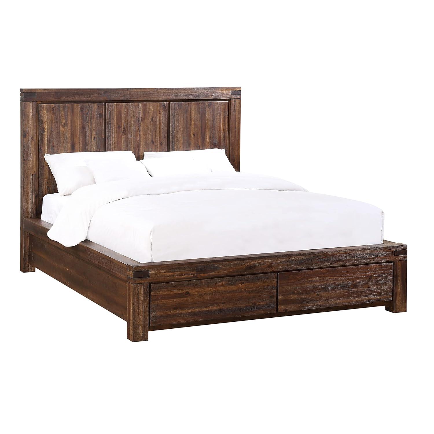 Modus Furniture Solid Wood Footboard-Storage Bed, California King, Meadow - Brick Brown