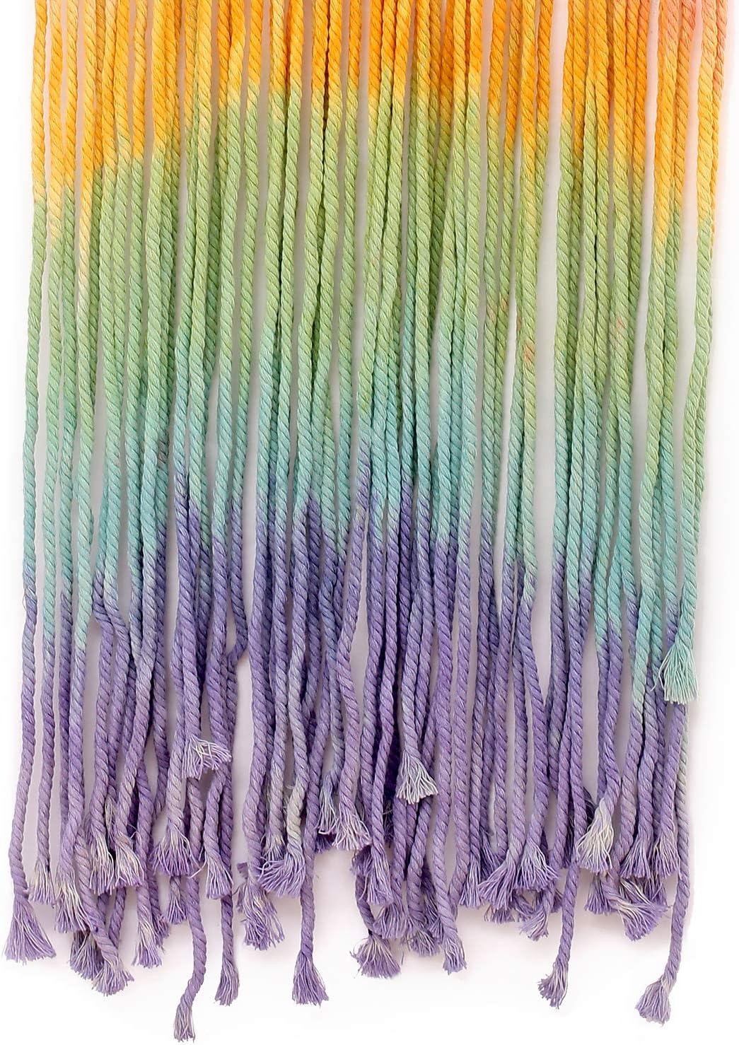 Simpkeely Macrame Wall Hanging, Rainbow Colorful Handmade Woven Cotton Wall Art Boho Bohemian Home Décor for Bedroom, Dorm Room, Living Room, Apartment, 16” W x 30” L