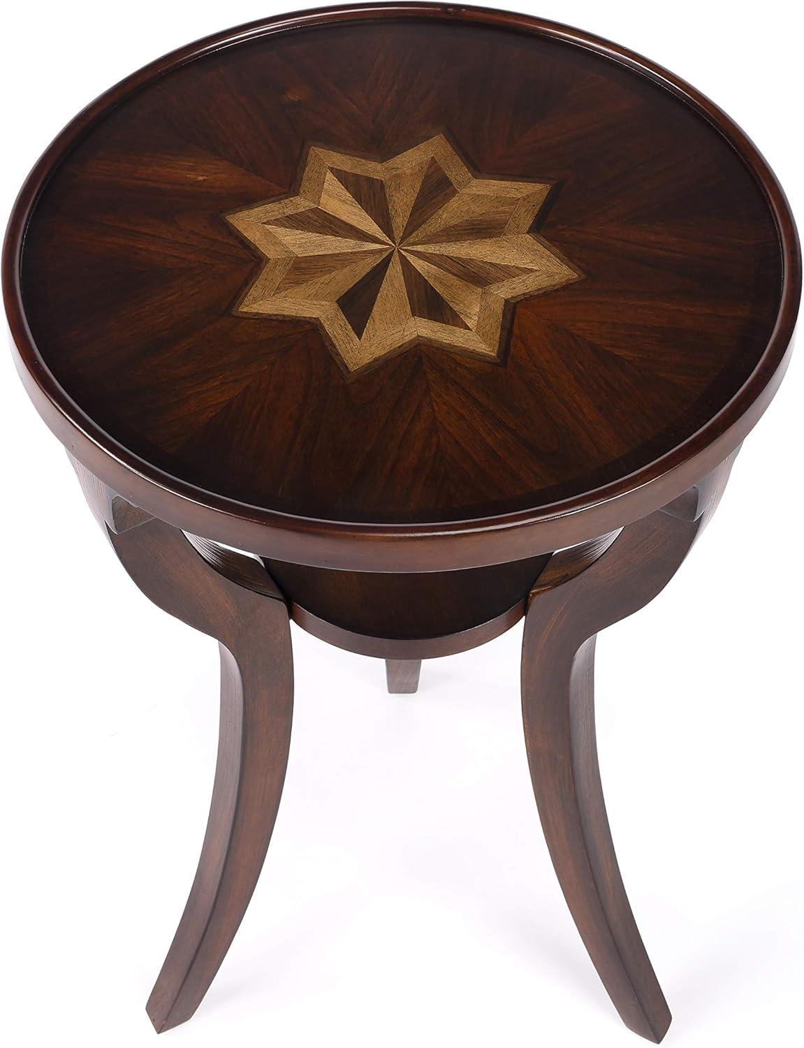 Dalton Cherry Brown Round Accent Table with Splayed Legs