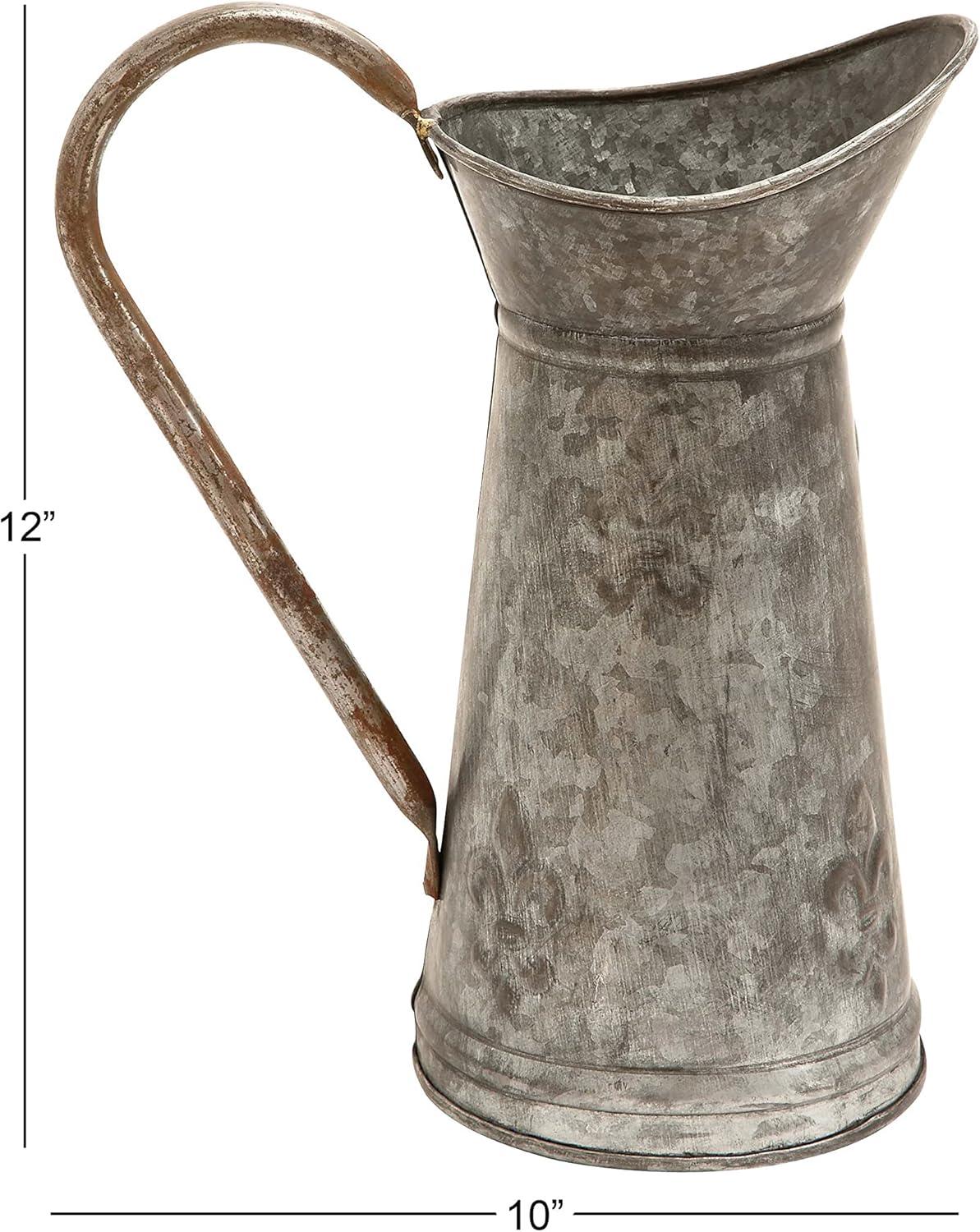 DecMode 10" x 12" Indoor Outdoor Brown Metal Watering Can Planter