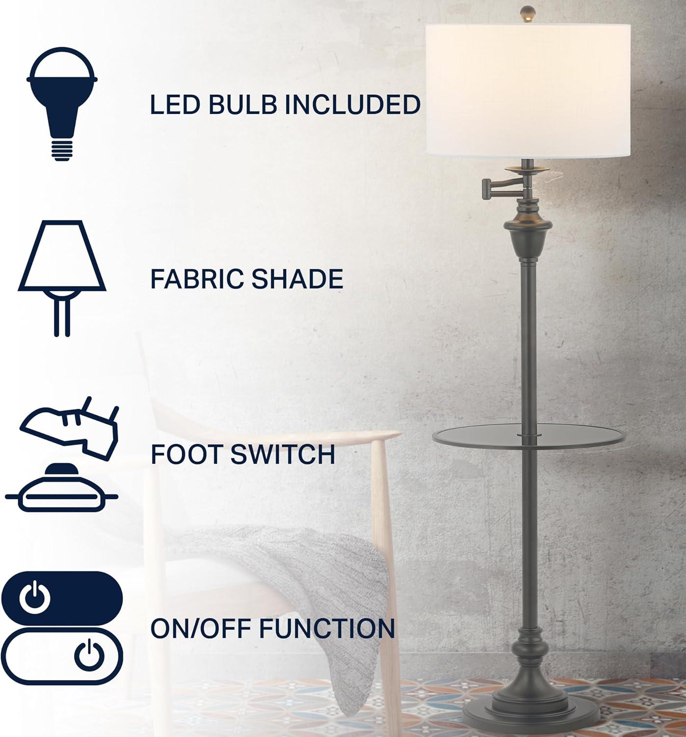 Rephen 60'' Black LED Swing Arm Floor Lamp with USB