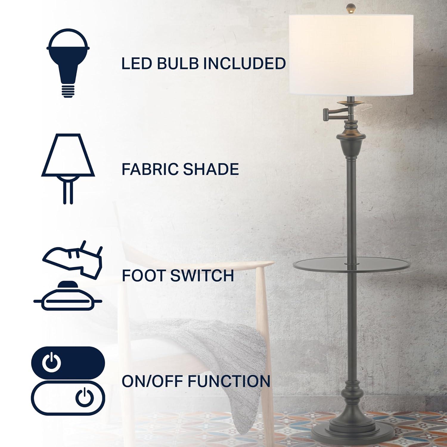 Rephen 60'' Black LED Swing Arm Floor Lamp with USB