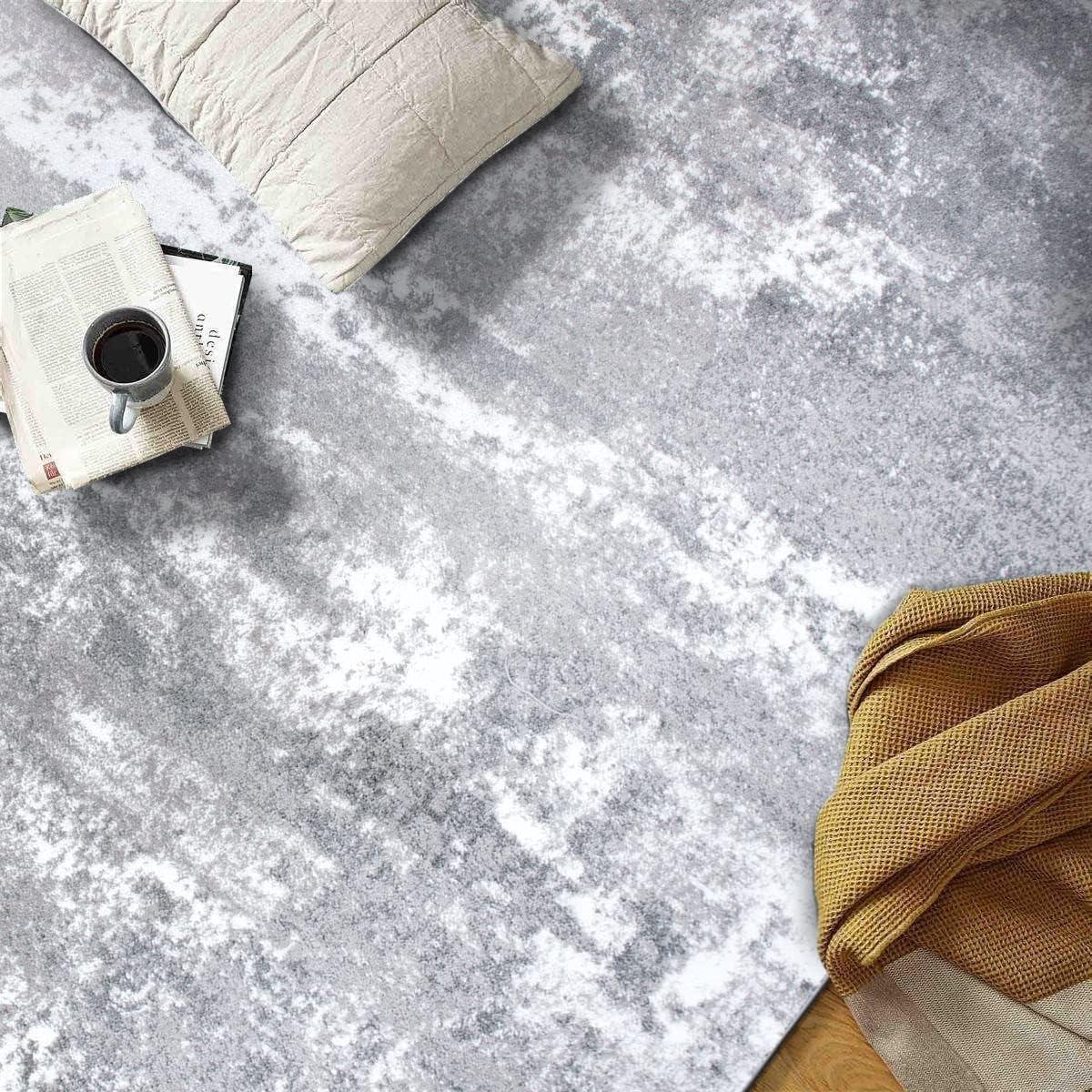 World Rug Gallery Distressed Abstract Watercolor Gray 5' x 7' Area Rug