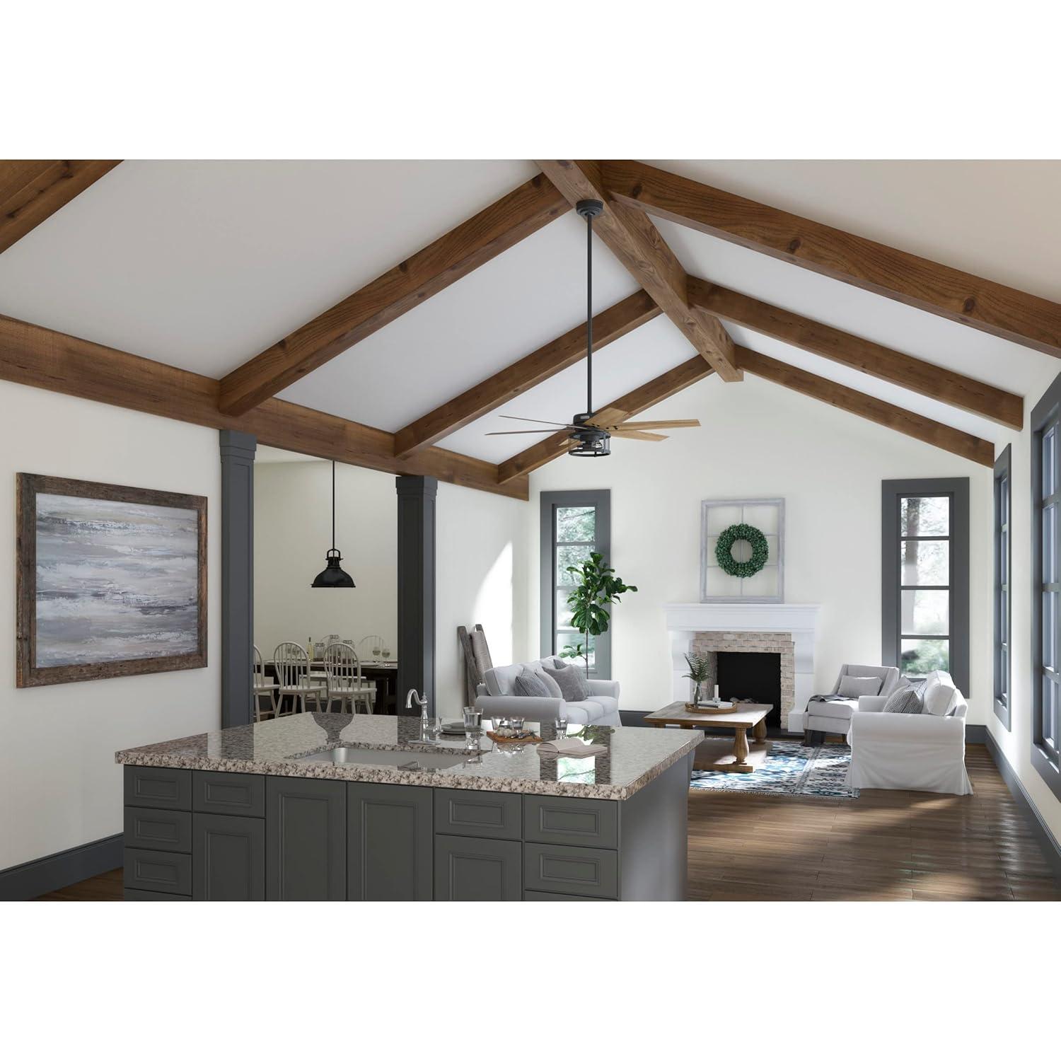 52" Houston 6 - Blade Ceiling Fan With LED Light Kit And Handheld Remote