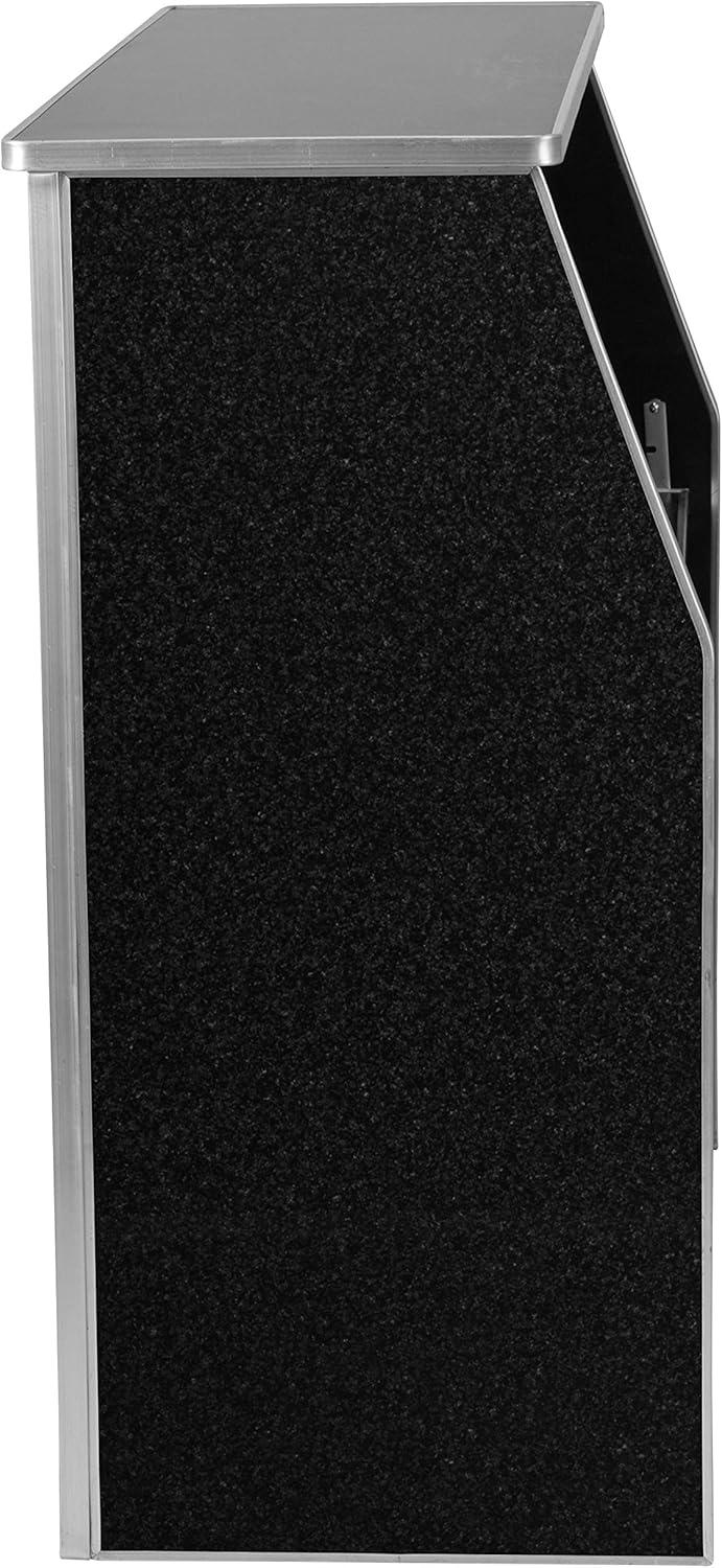 Flash Furniture Amara 4' Folding Portable Event Bar with Top and Middle Shelves, Black