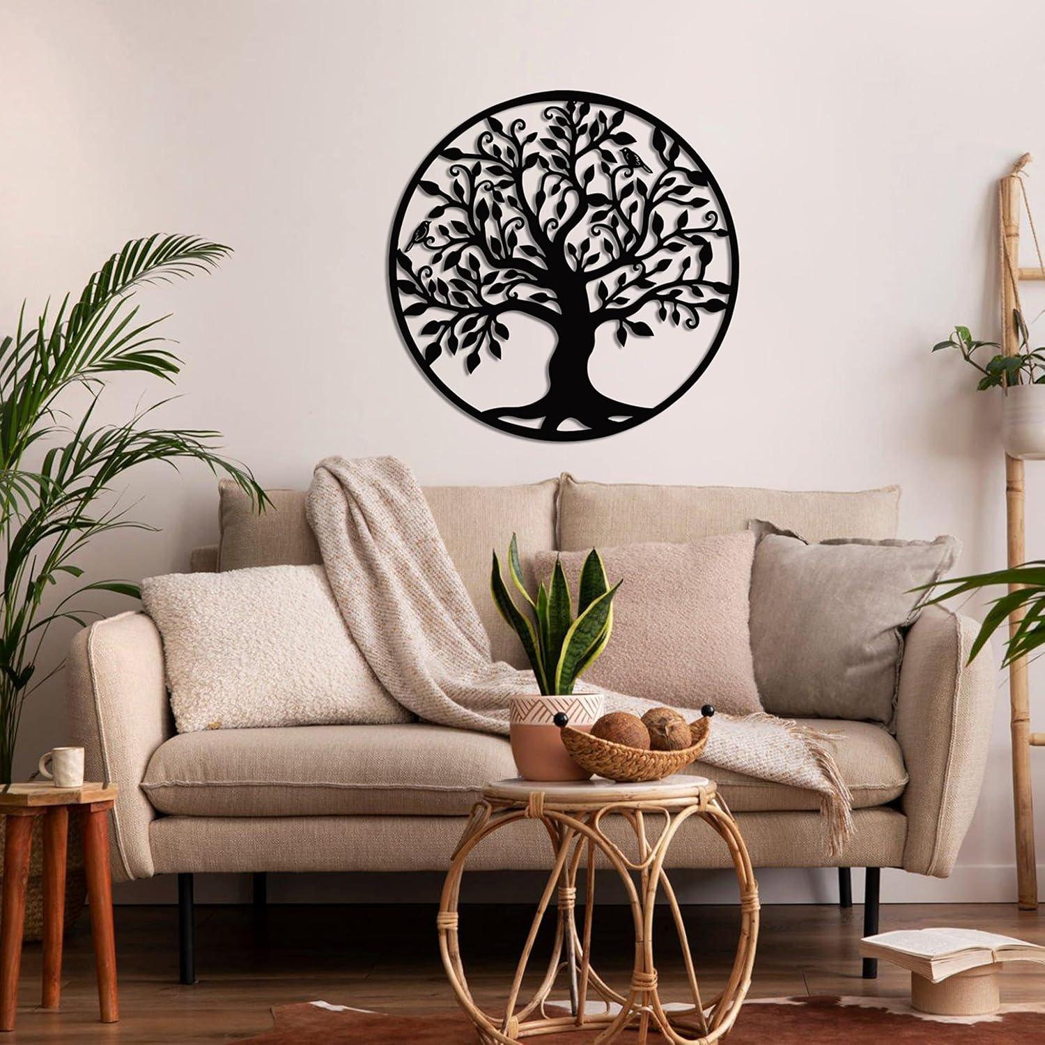 DEKADRON Metal Wall Art - Tree of Life - Family Tree Metal Wall Decor Home Office Decoration Bedroom Living Room Décor (17" W x 18" H/44x46cm)