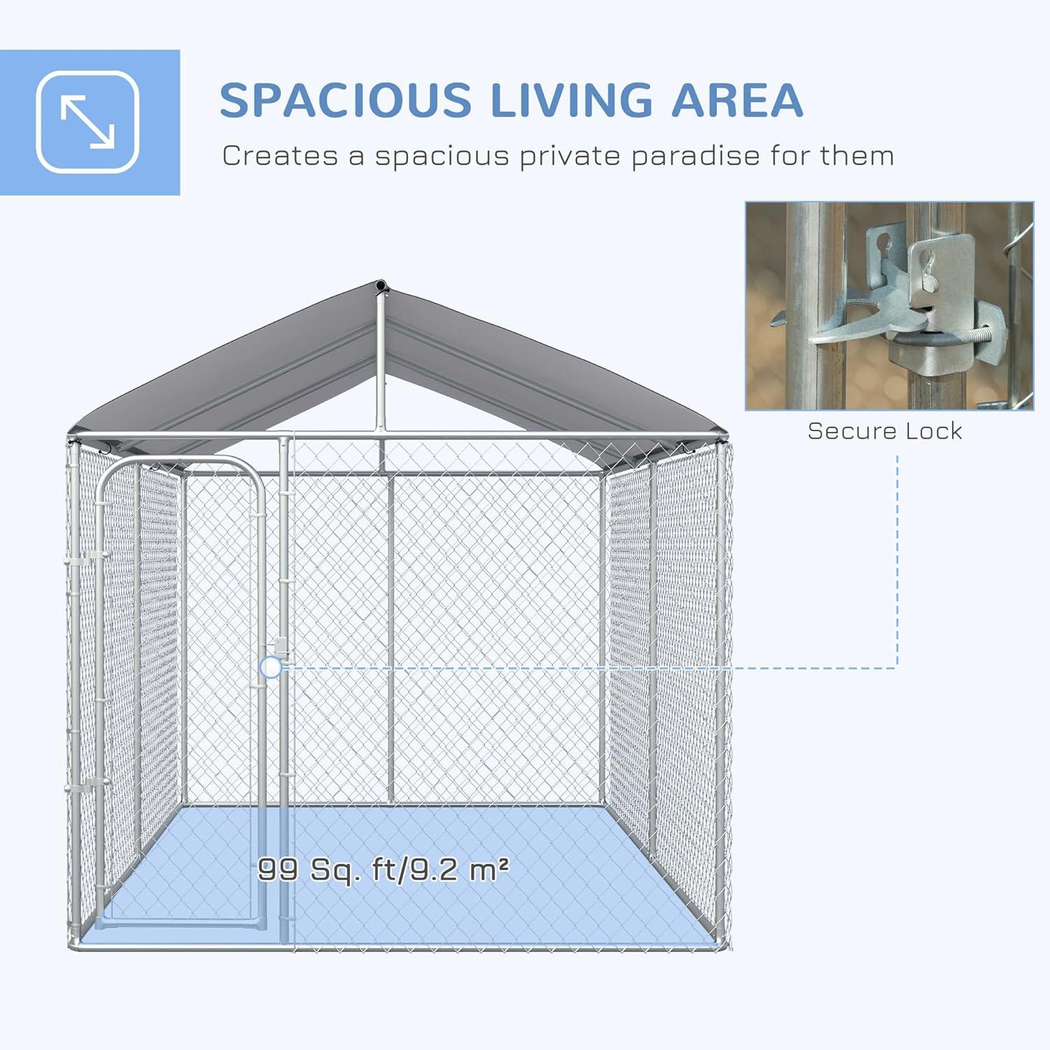 Pawhut Dog Kennel Heavy Duty Playpen with Galvanized Steel Secure Lock, 13' x 7.5' x 7.5'