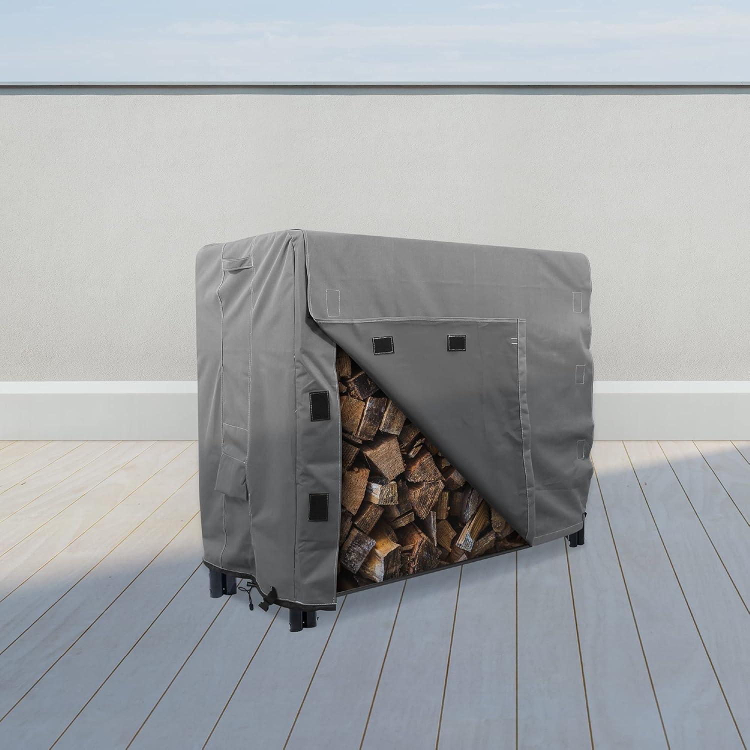 KHOMO GEAR - Heavy Duty Log Rack Cover - 4 Feet - Titan Series - Grey