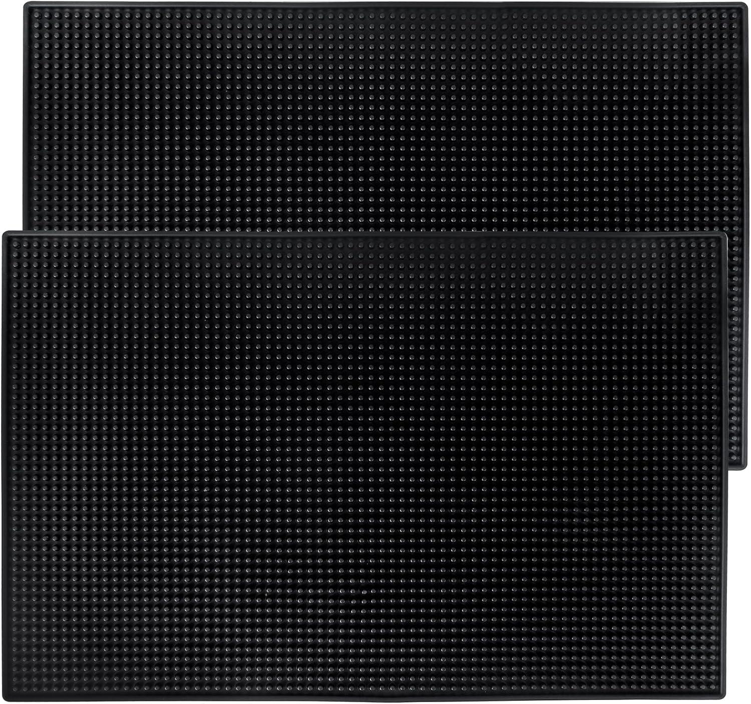 Black Silicone 18'' x 12'' Bar Service Mats, Set of 2