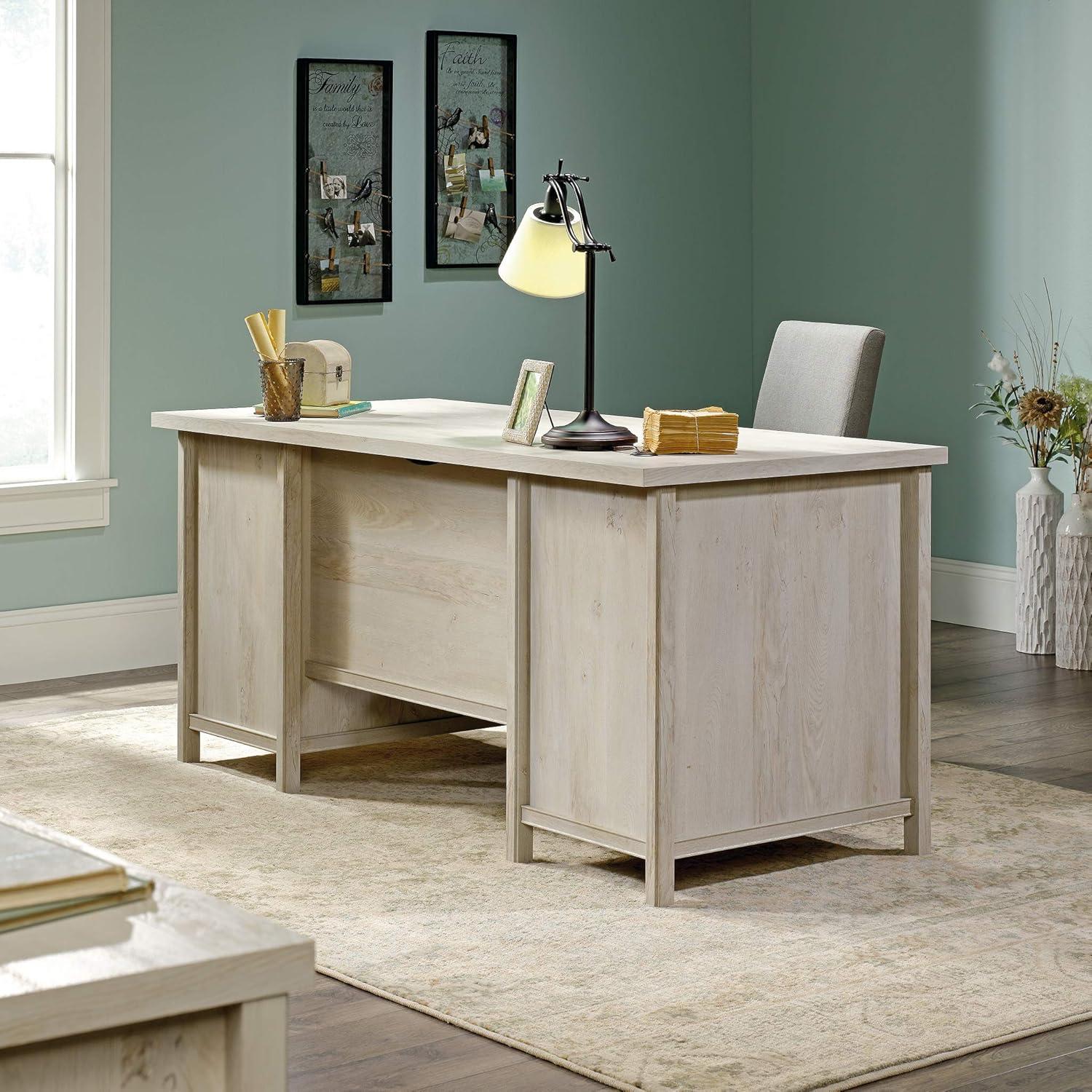 Sauder Costa Engineered Wood Executive Desk in Chalked Chestnut