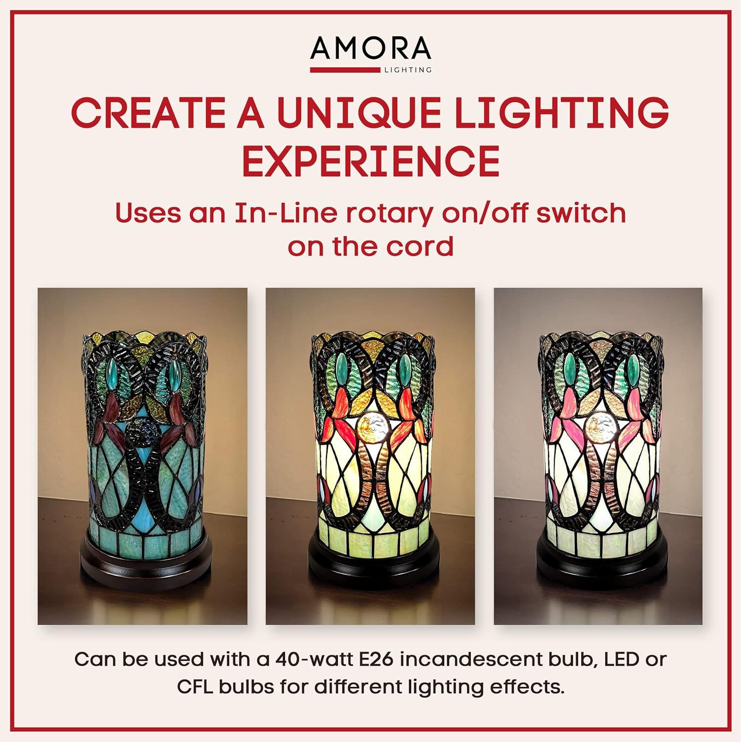 Amora Lighting Tiffany Style Floral Design Table Lamp 12" High