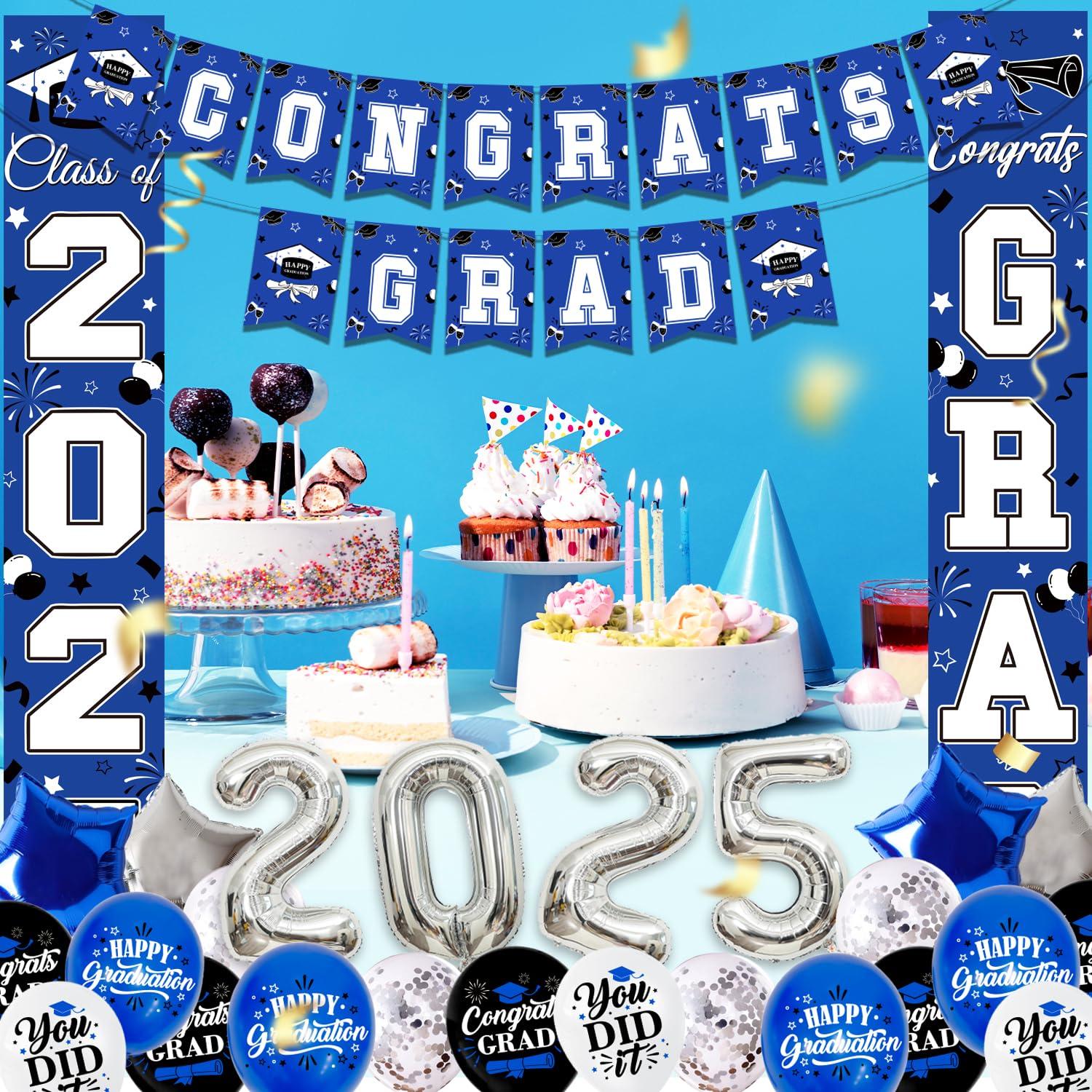 Graduation Decorations 2025, Graduation Decorations Class of 2025, Red Themed 2025 Graduations Party Decorations Include Banner, Backdrop, Balloons Kit, Foil Number 2025 for Grad Party Supplies