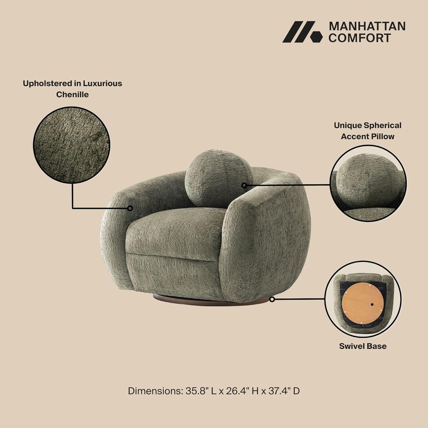Manhattan Comfort 85.8" Tribeca Modern Chenille Upholstered Sofa Cream
