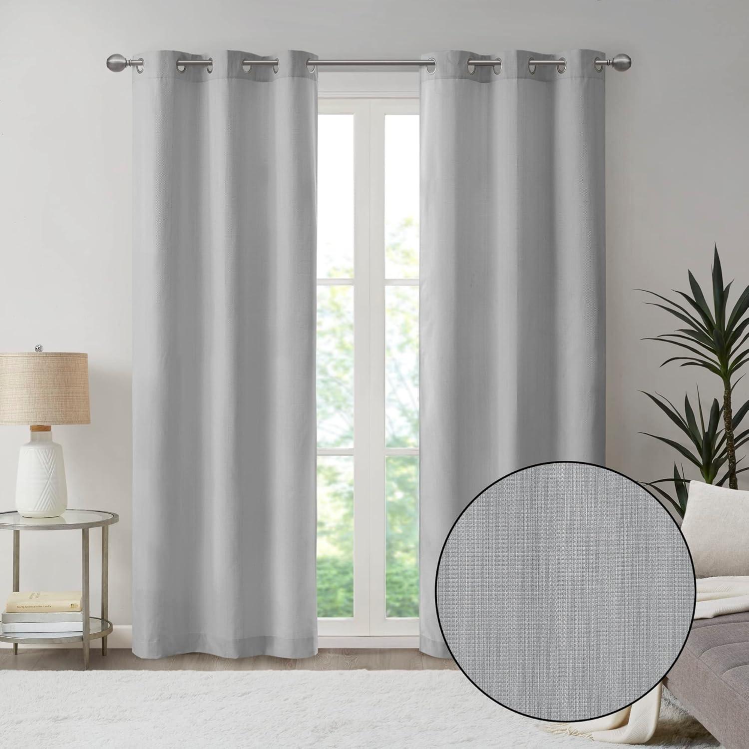 Madison Park Galen Basketweave Room Darkening Curtain Panel Pair (Set of 2)