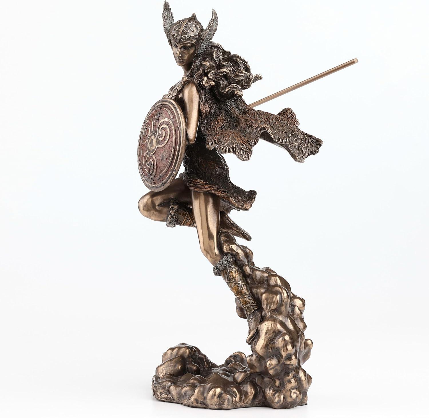 Veronese Design 9 1/4 Inch Greek Goddess Athena Holding Spear and Shield Cold Cast Resin Bronze Finish Statue Home Decor