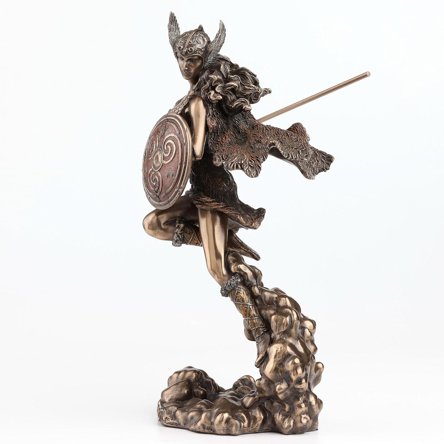 Veronese Design 9 1/4 Inch Greek Goddess Athena Holding Spear and Shield Cold Cast Resin Bronze Finish Statue Home Decor