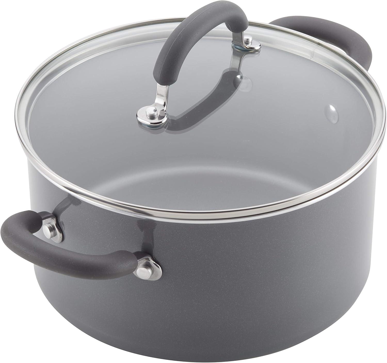 Gray Shimmer 13-Piece Nonstick Aluminum Cookware Set with Stainless Steel Handles