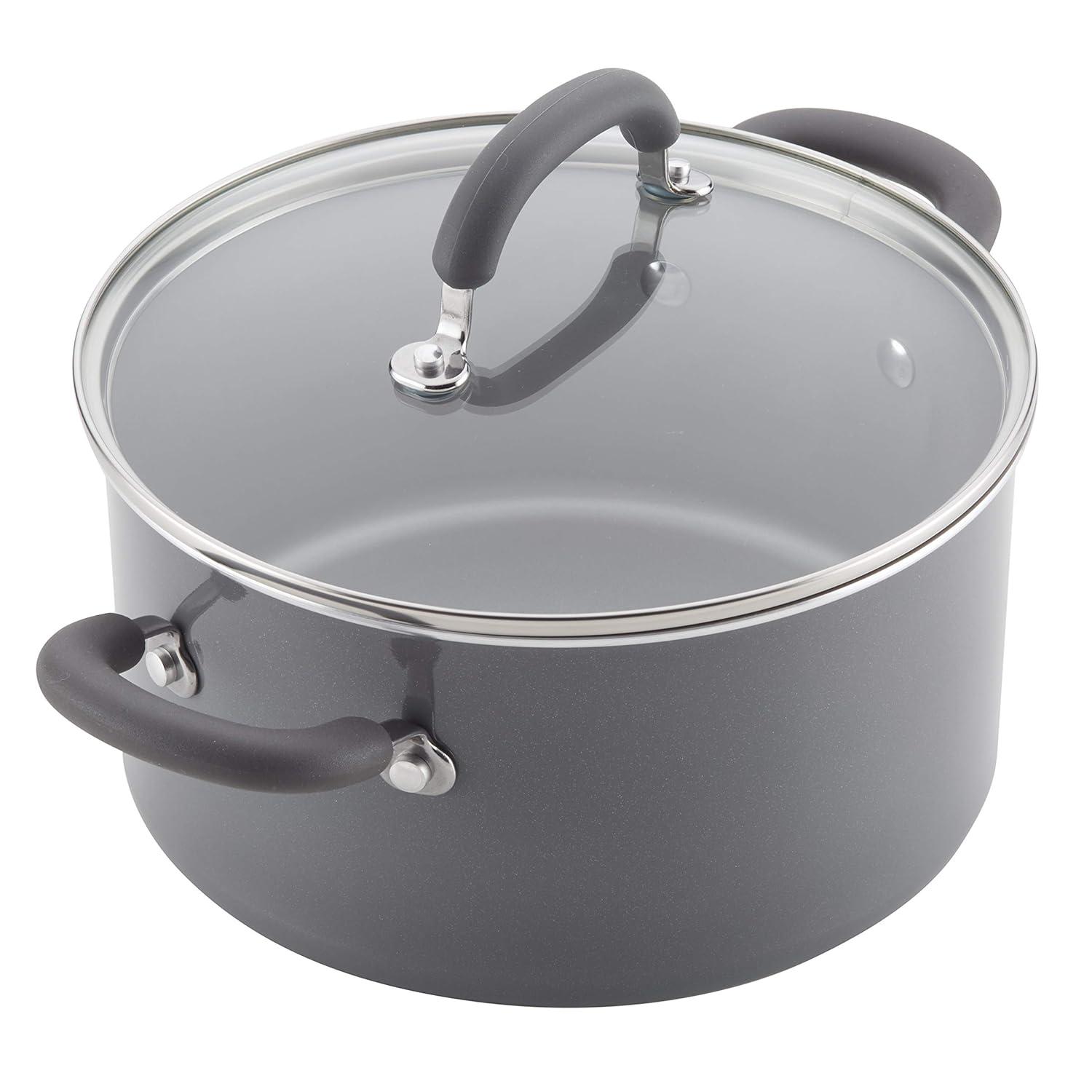 Gray Shimmer 13-Piece Nonstick Aluminum Cookware Set with Stainless Steel Handles
