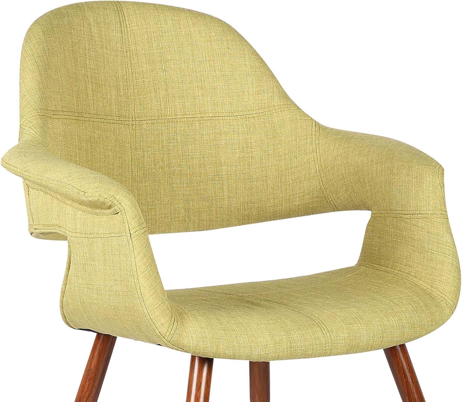 Mid Century Modern Green Upholstered Arm Chair with Walnut Legs