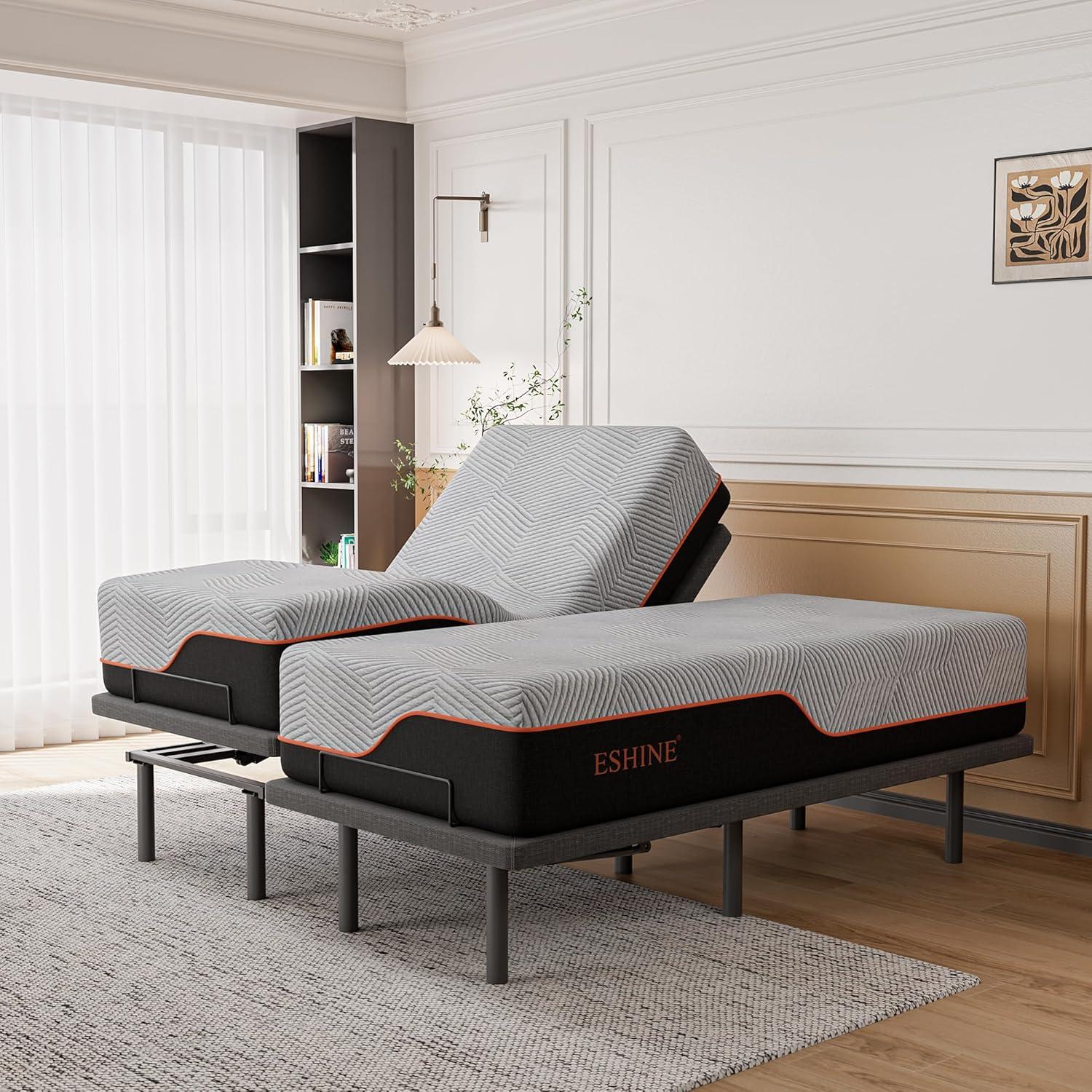 E3100 Zero Gravity Adjustable Bed, Massage, Wireless Remote & App Control, 14'' Ultra-Plush Black Mattress Included
