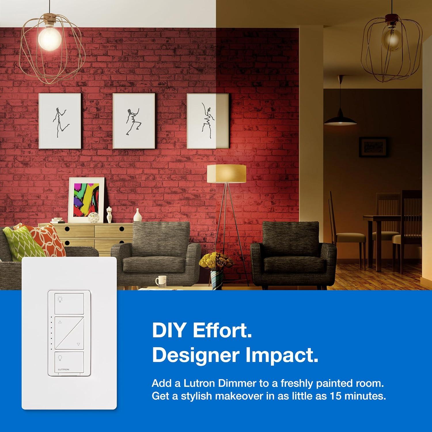Lutron Caséta Wireless Smart Lighting Dimmer Switch Starter Kit with Caséta Smart Hub and Pico Bracket P-BDG-PKG1W-A