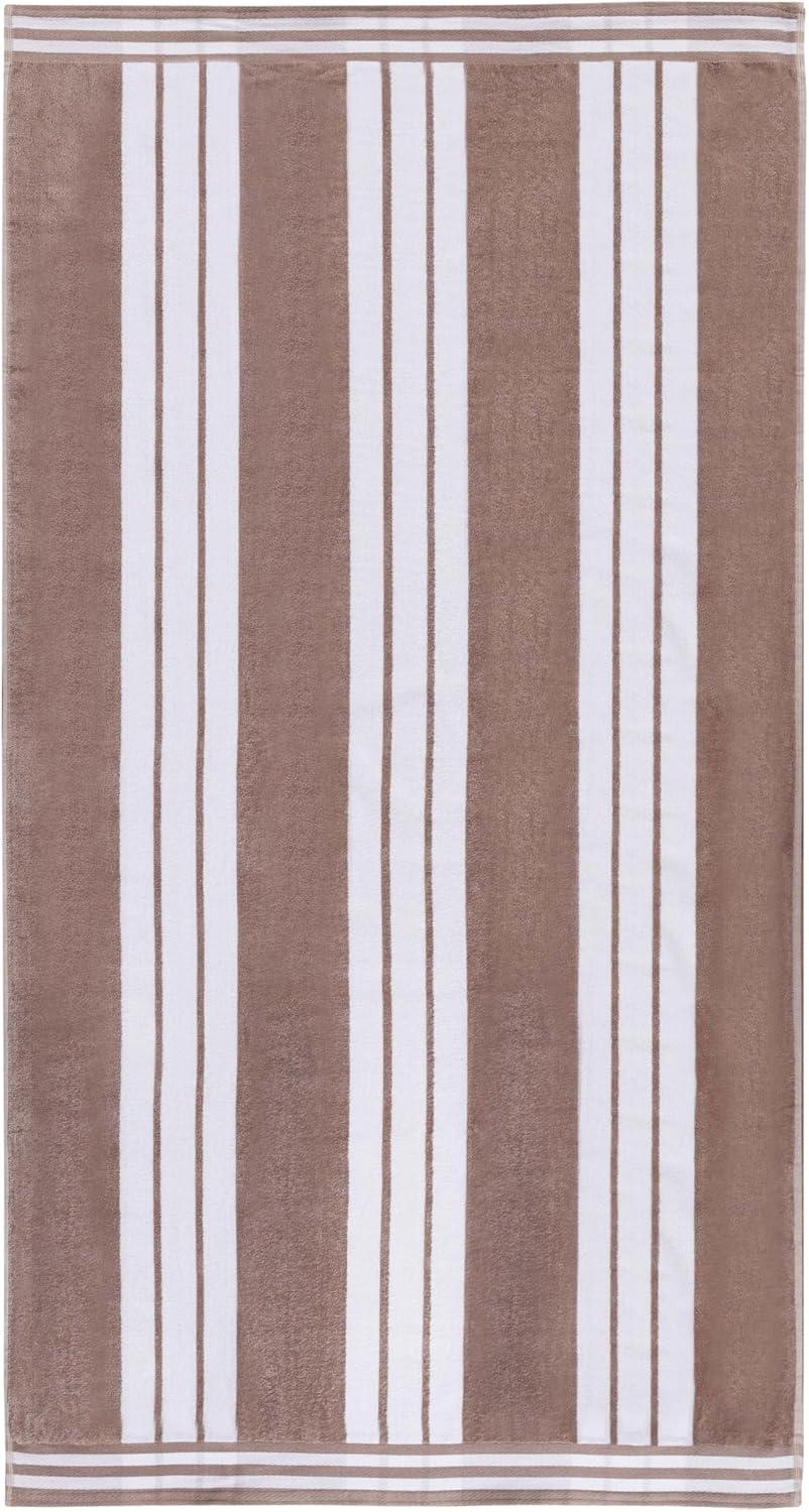 Superior Cotton Striped Oversized Beach Towel, 34" x 64", Taupe
