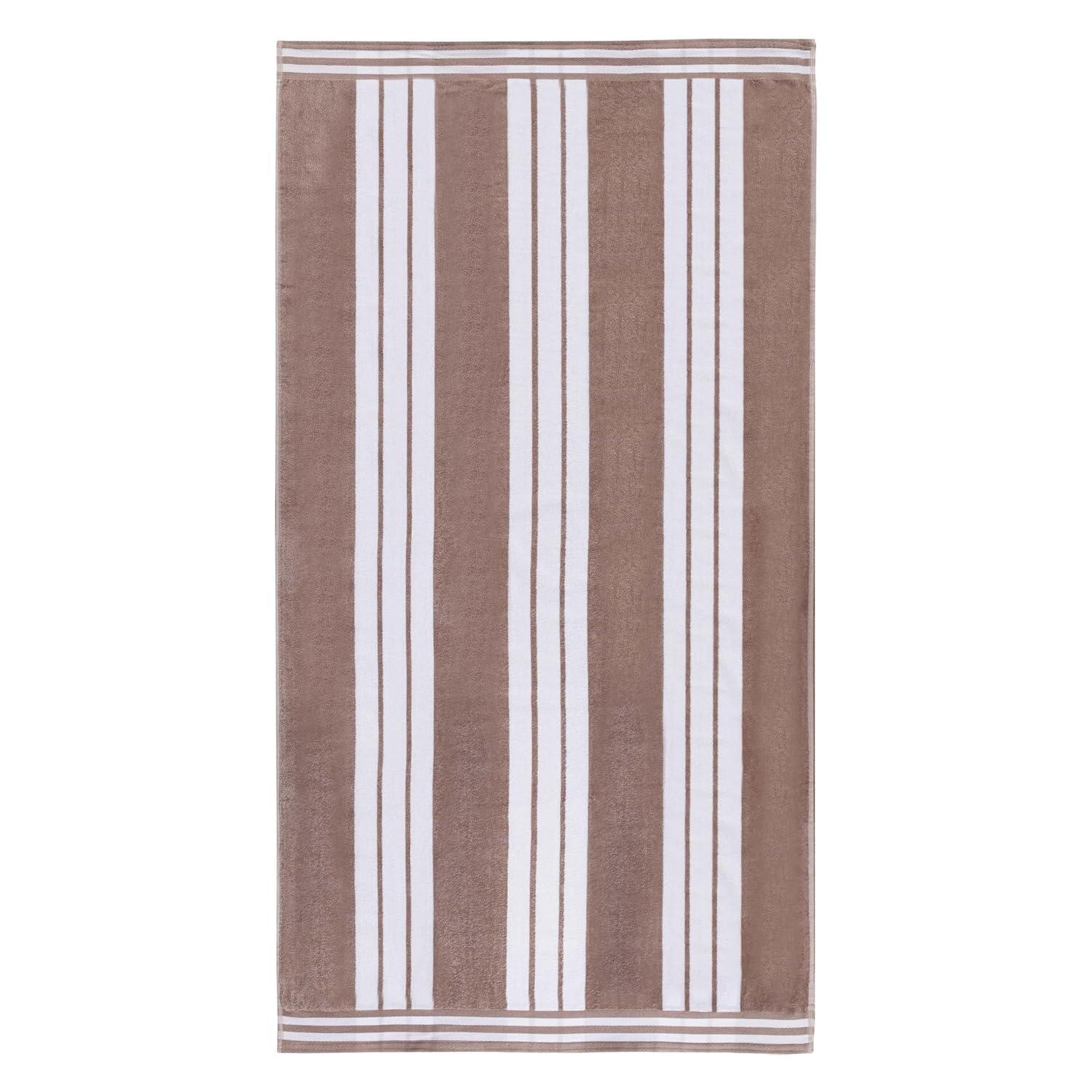 Superior Cotton Striped Oversized Beach Towel, 34" x 64", Taupe