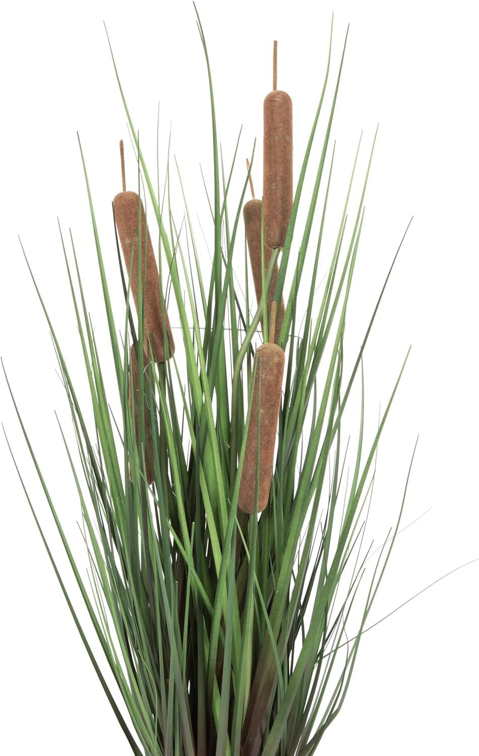 Artificial Potted Green Straight Grass and Cattails.