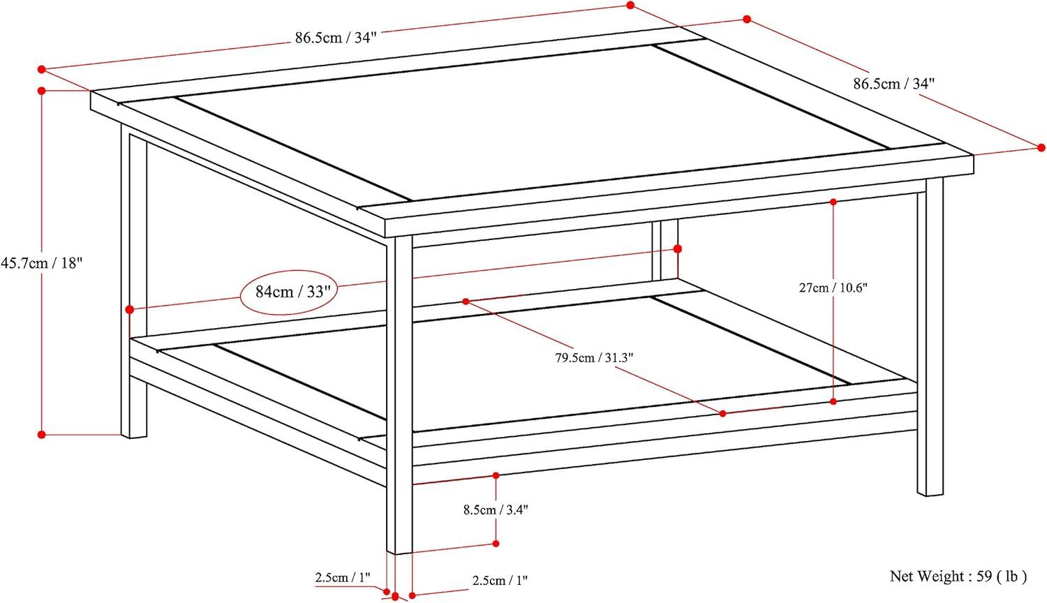 Modern Industrial Black Metal Square Coffee Table with Storage