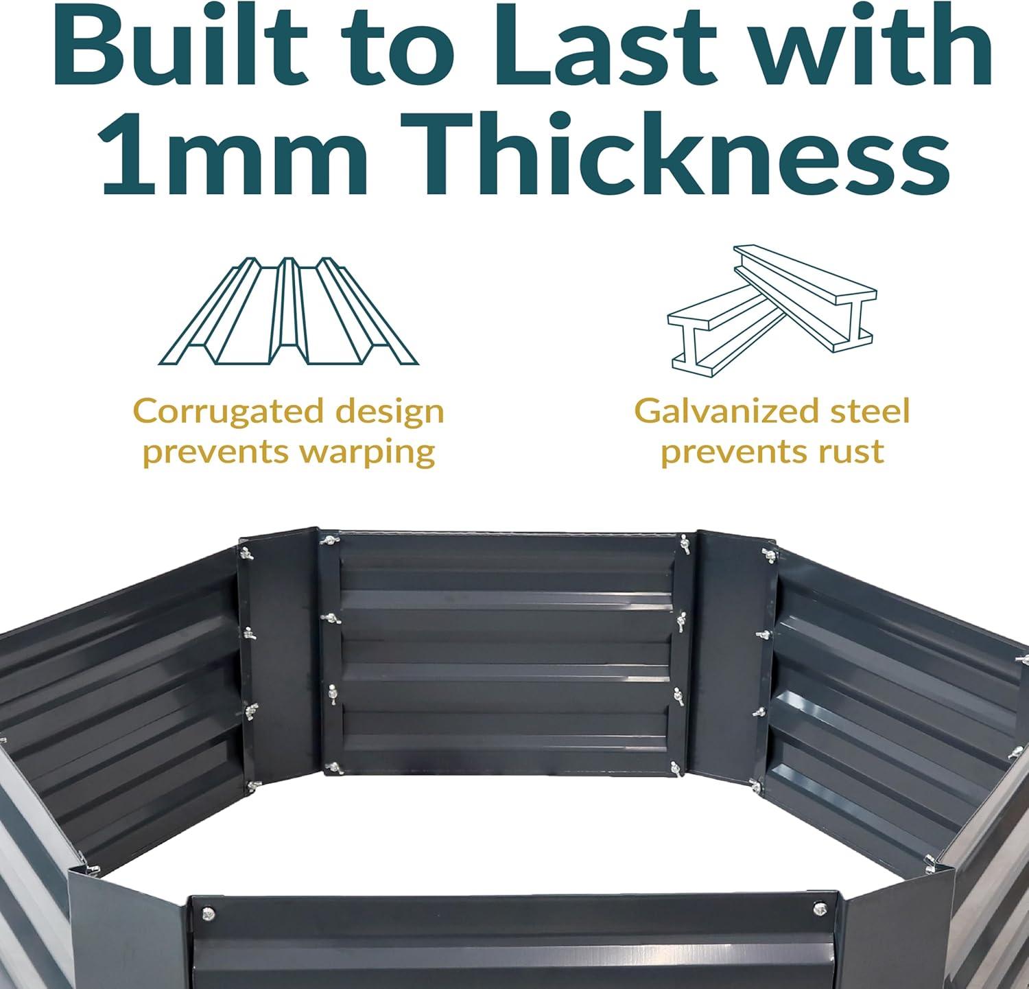 Irick Hexagon Galvanized Steel Raised Garden Bed - 40.5" x 36" x 11.75"