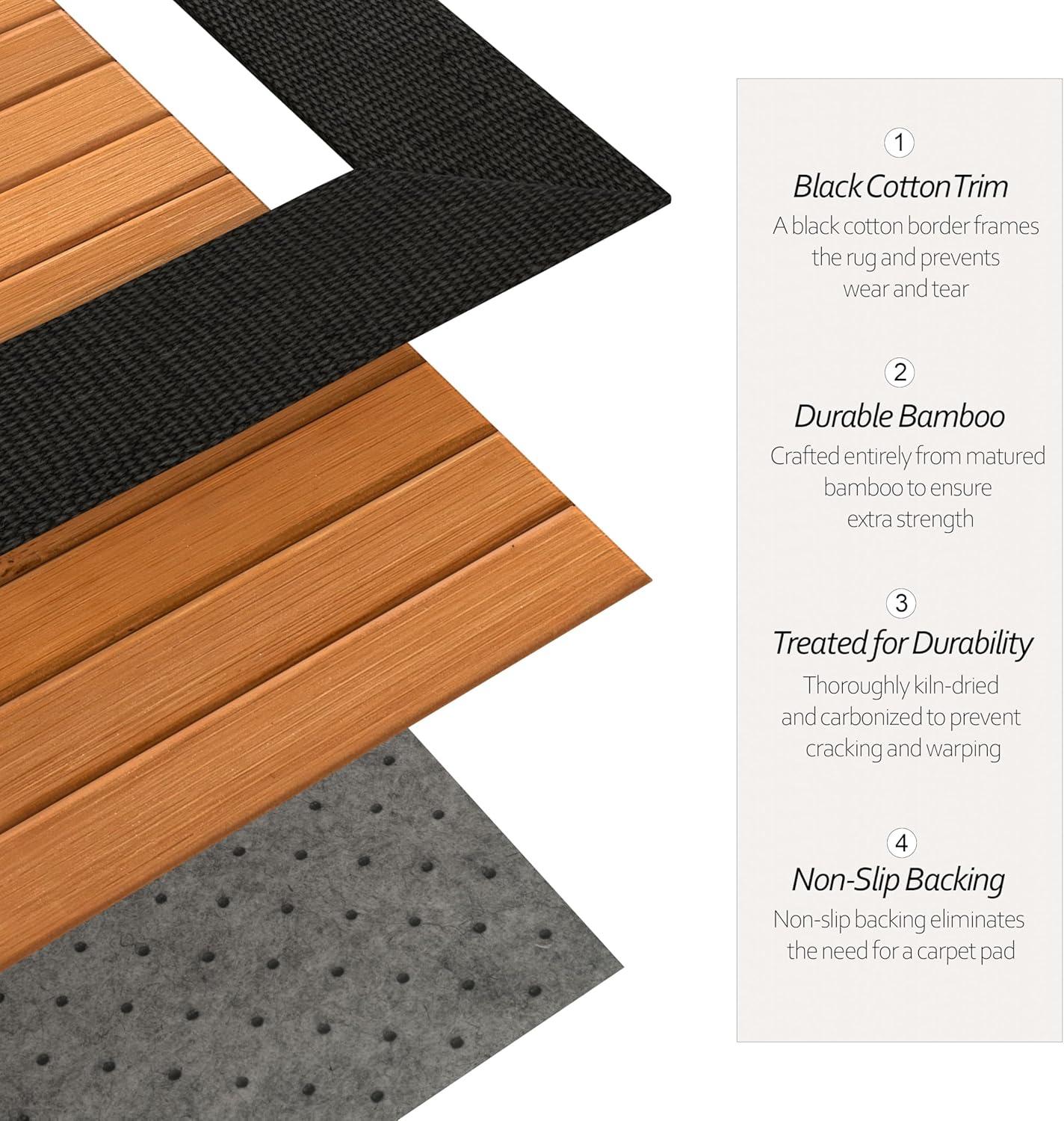 Oriental Furniture Bamboo Rug, Burnt Bamboo, 5x8