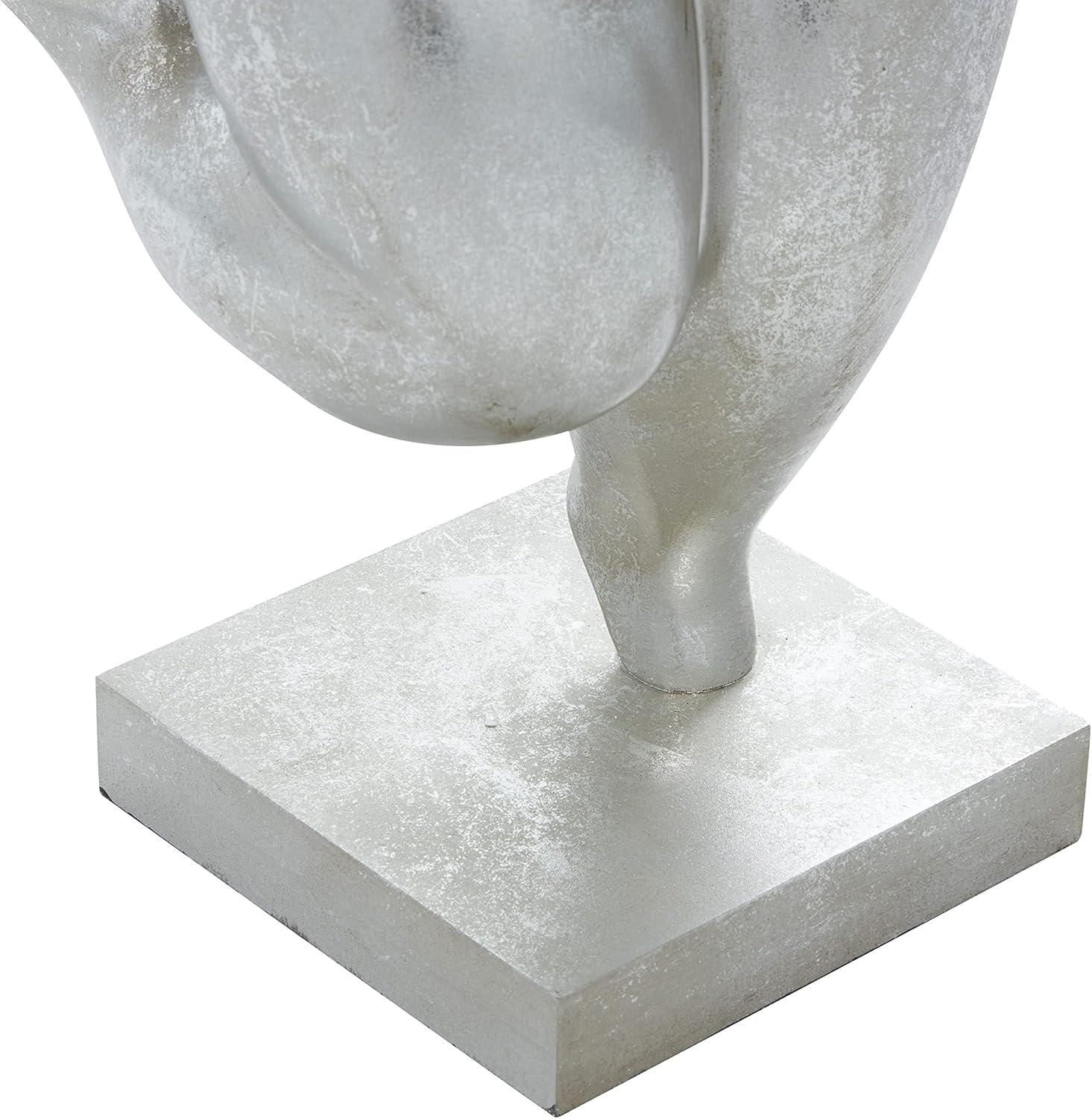 DecMode 12"W, 19"H Polystone Modern Peoples Sculpture, Silver