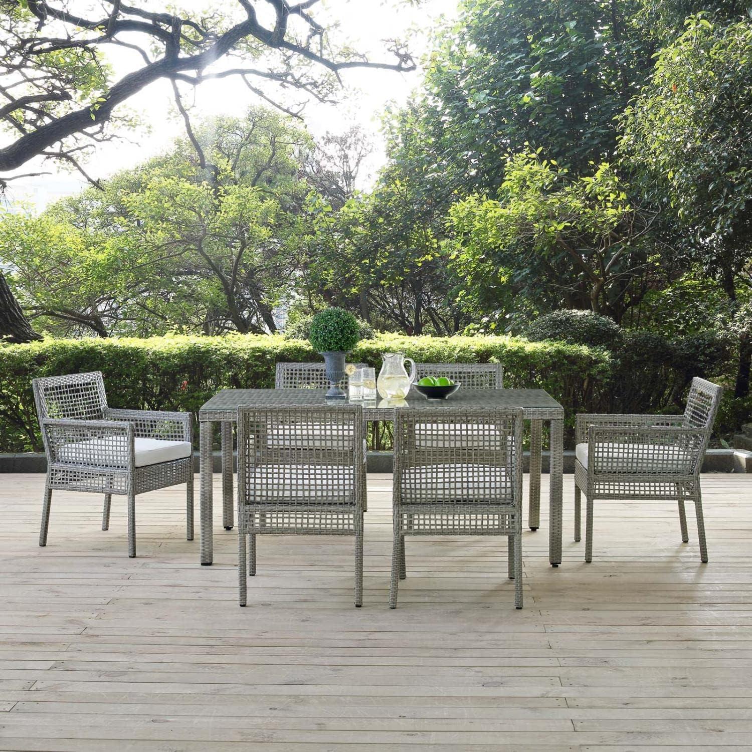 Gray Wicker Rattan 7-Piece Outdoor Dining Set