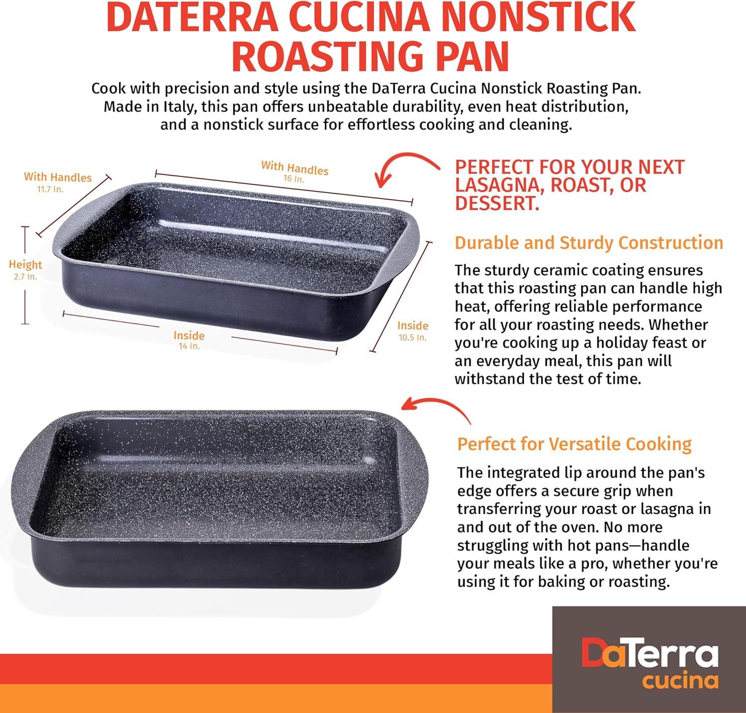 DaTerra Cucina Italian Ceramic Nonstick Roasting / Lasagna Pan - 16.1 x 11.7 x 2.7 inch