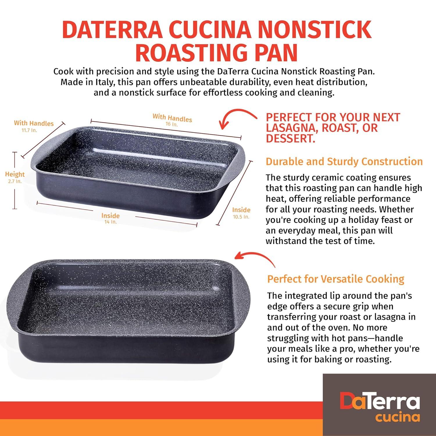 DaTerra Cucina Italian Ceramic Nonstick Roasting / Lasagna Pan - 16.1 x 11.7 x 2.7 inch