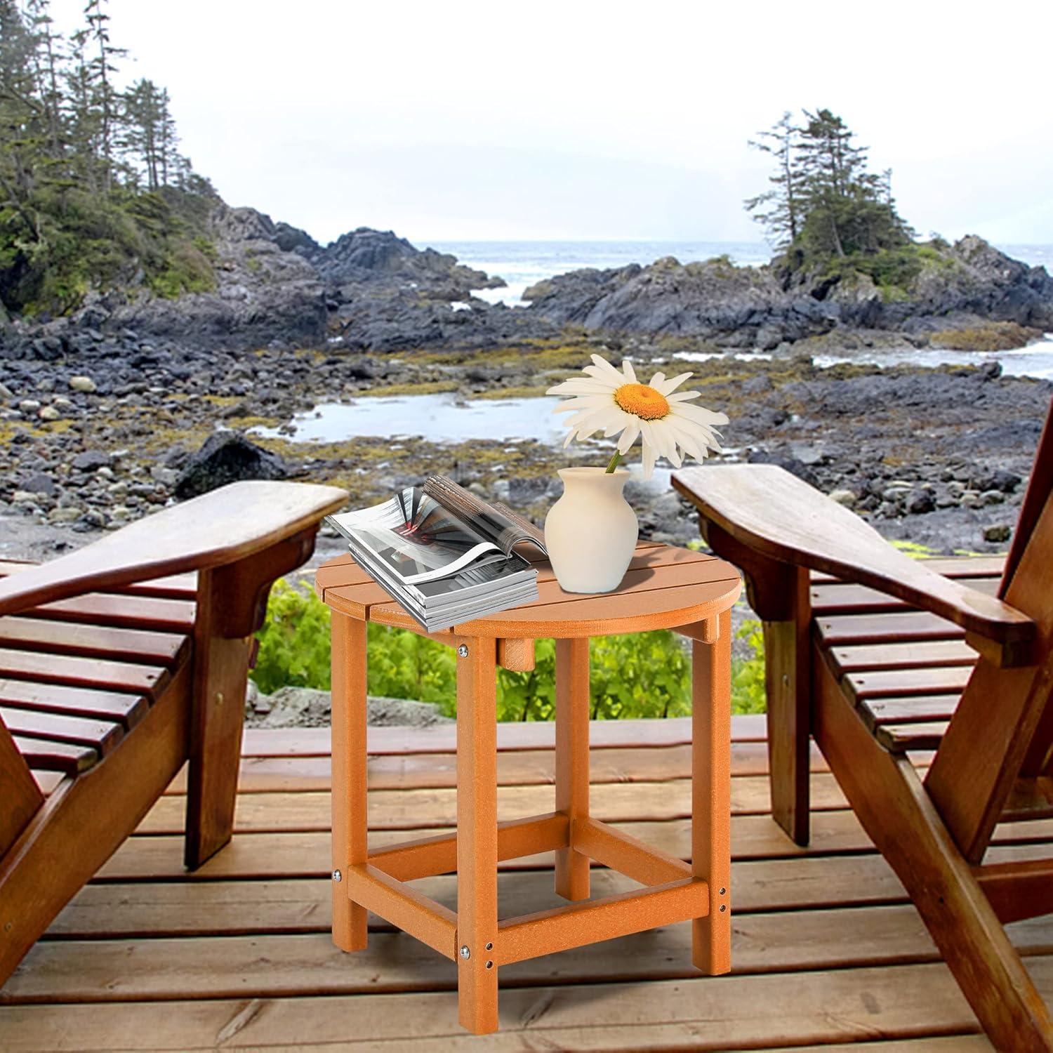 WestinTrends All-Weather Outdoor Patio Round Poly Adirondack Side Table, Orange