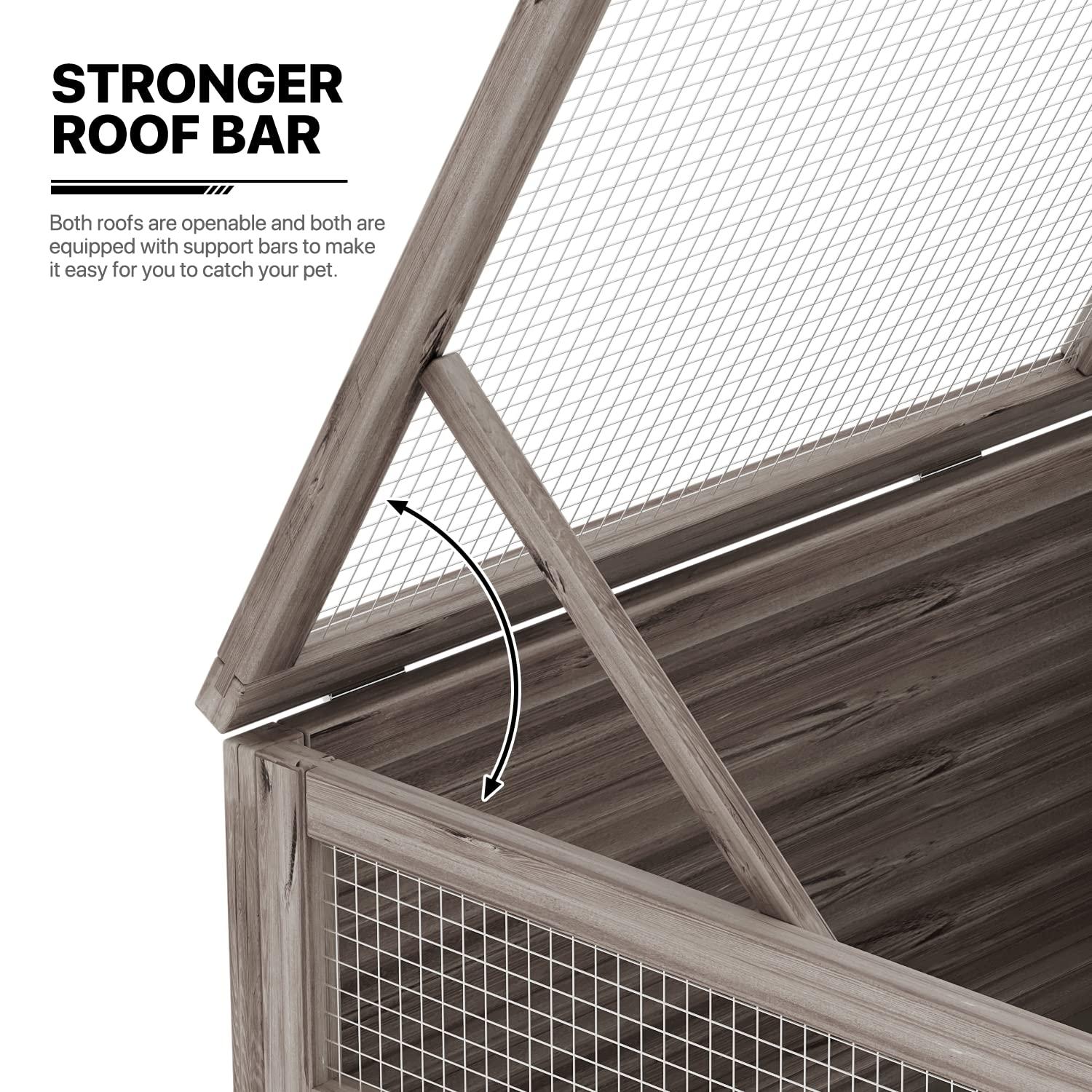 MoNiBloom 37" Tortoise House Large Wooden Turtle Habitat Enclosure for Small Animals Indoor Reptile Cage for Tortoise, Lizards, Geckos (Grey)