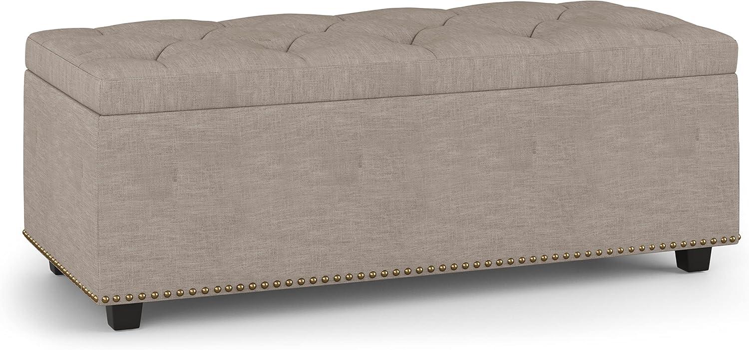 Hamilton 44 " W Rectangle Lift Top Storage Ottoman in Natural Linen Look Fabric