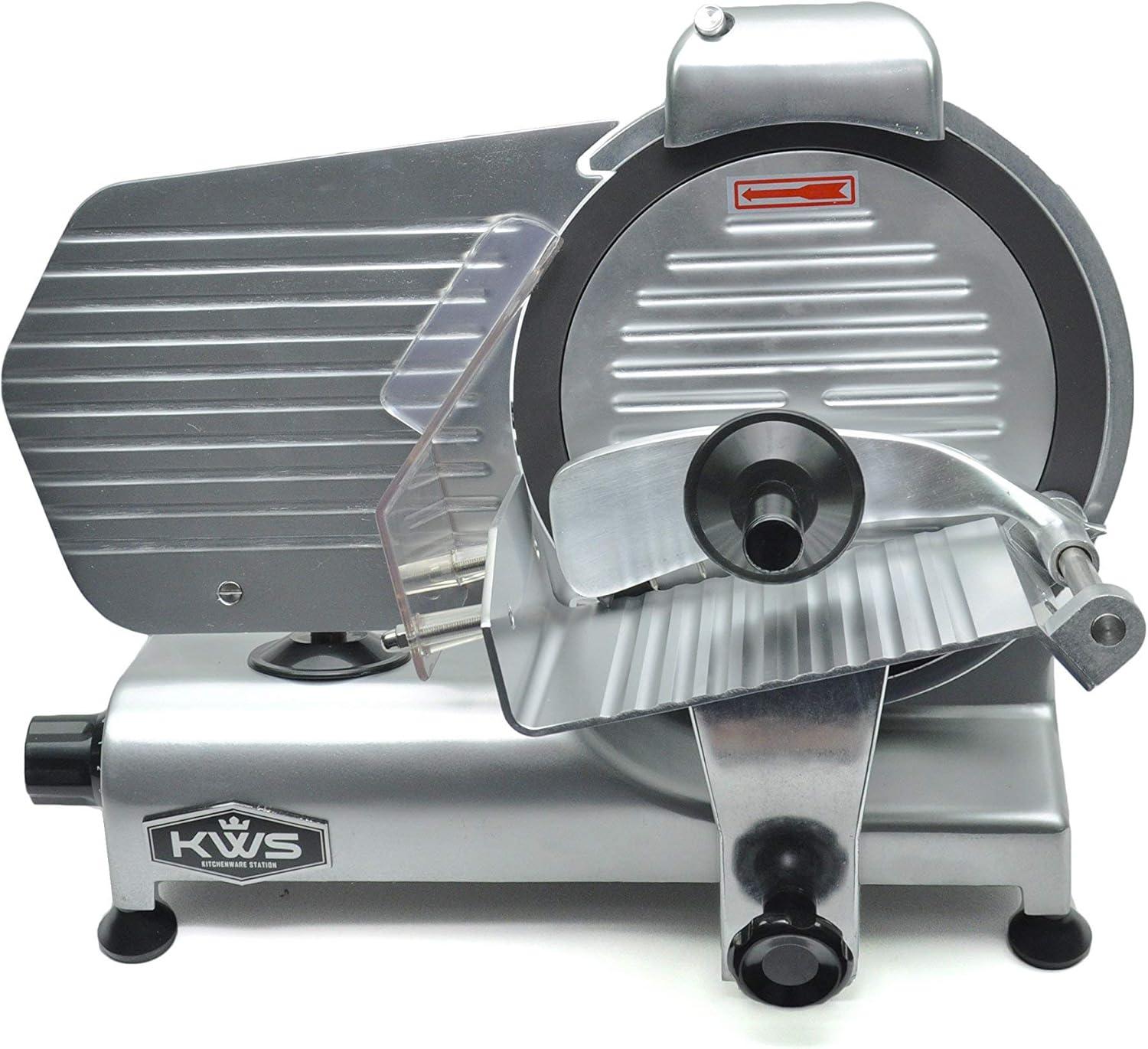 KWS Commercial 320W Electric Meat Slicer 10-Inch Stainless Blade, Frozen Meat/ Cheese/ Food Slicer