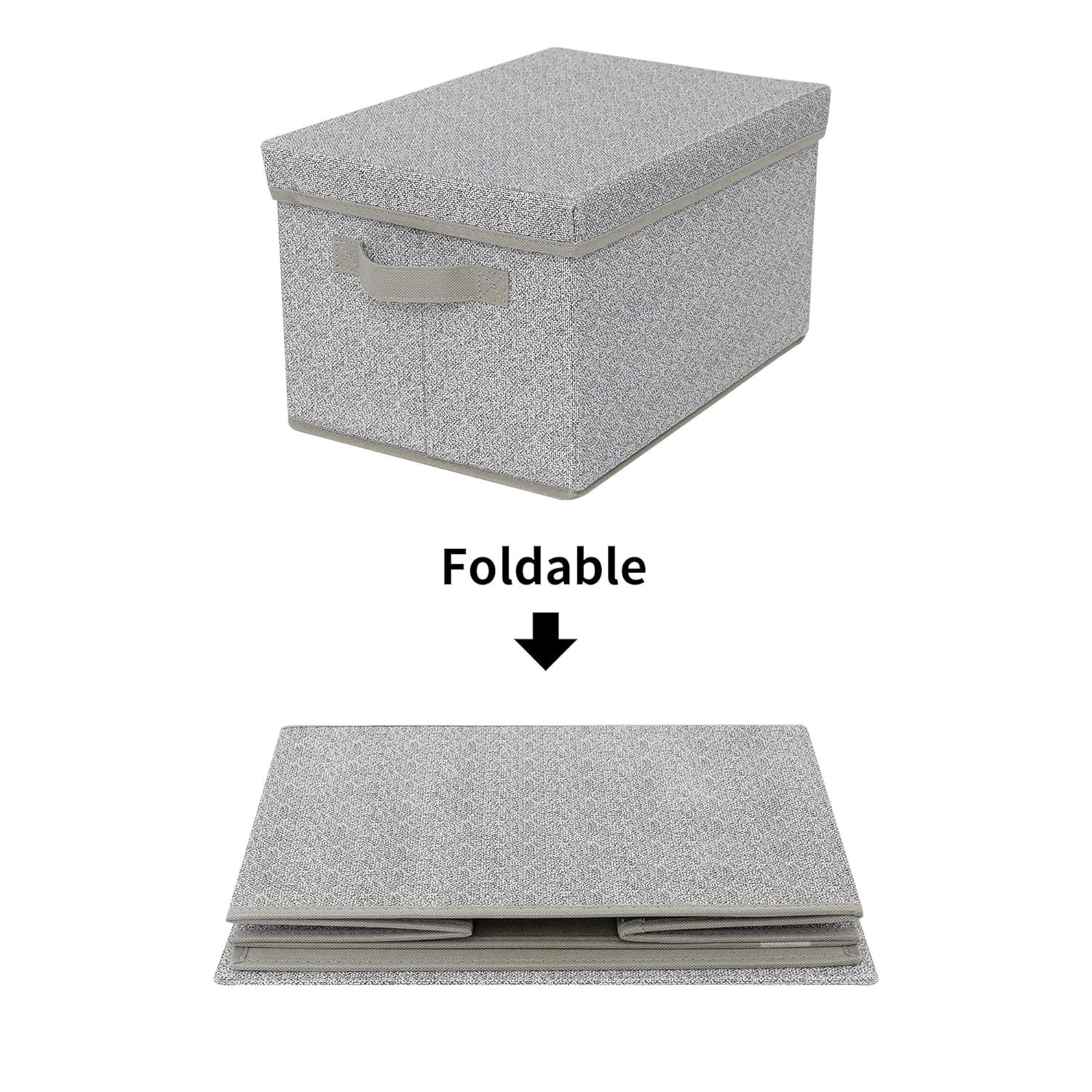 GRANNY SAYS Storage Box, Storage Bins with Lids, Closet Storage Containers, Storage Basket with Lid, Storage Organizer Bins, Decorative Boxes Keepsake, Large Storage Bins, Gray, 3-Pack